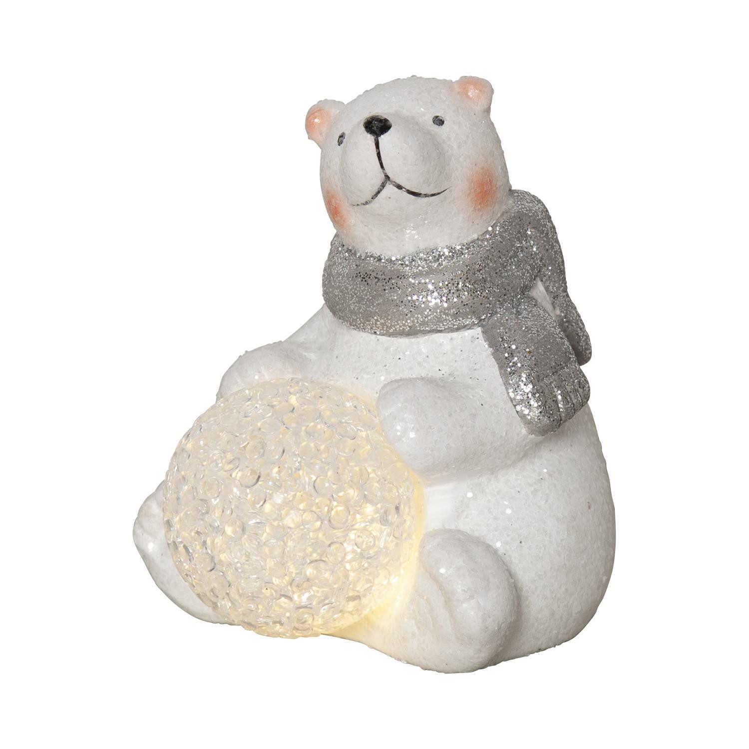 STAR TRADING LED Dekolicht Polare, Weihnachtsleuchte Eisbär,Polare' mit LED Schneekugel, Batterien + Tim