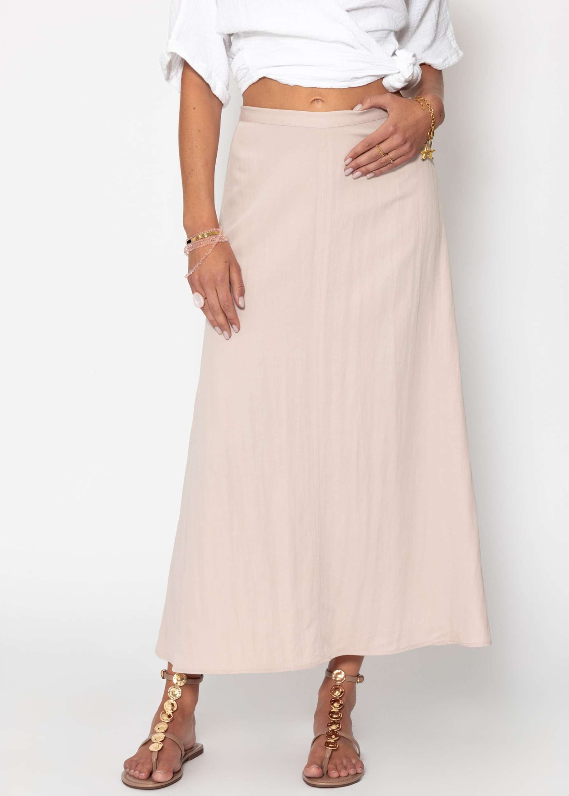 SASSYCLASSY A-Linien-Rock Maxirock mit Print Damen lässiger Rock mit seitli günstig online kaufen