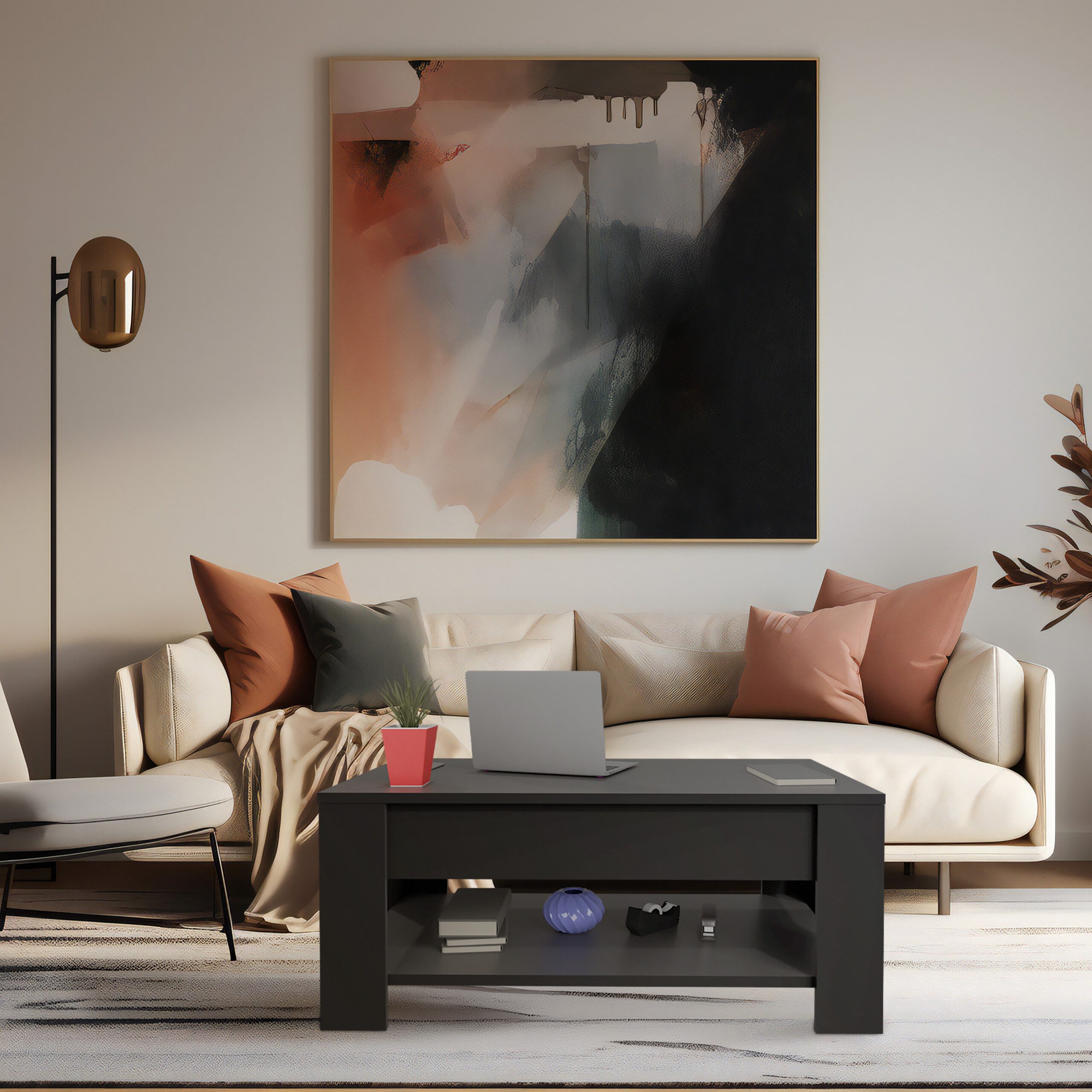 relaxdays Couchtisch Aufklappbarer Couchtisch, Schwarz günstig online kaufen