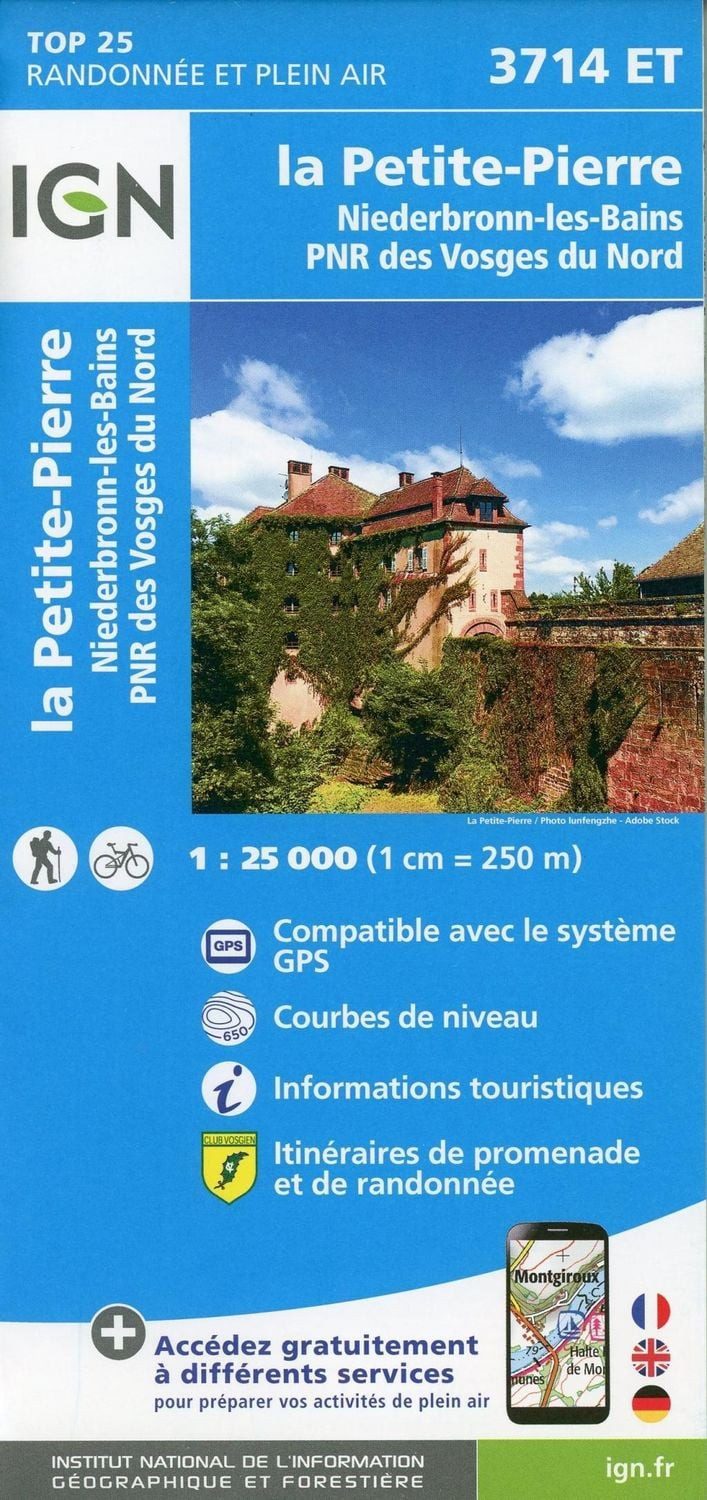 La Petite Pierre-Niederbronn-les-Bains.PNR des Vosges du Nord 1:25 000 / Collectif Ign