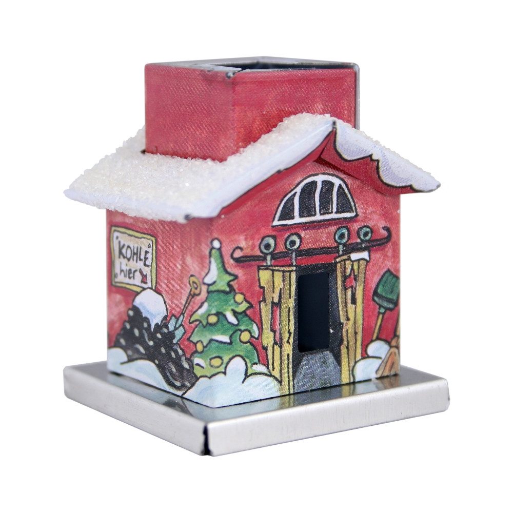 KNOX Räucherhaus The Little One - Heizhaus - Höhe: 4,5cm - aus Metall - kleine Deko, geeignet für Räucherkerzen der Größe S (Mini) - mit verschneitem Dach