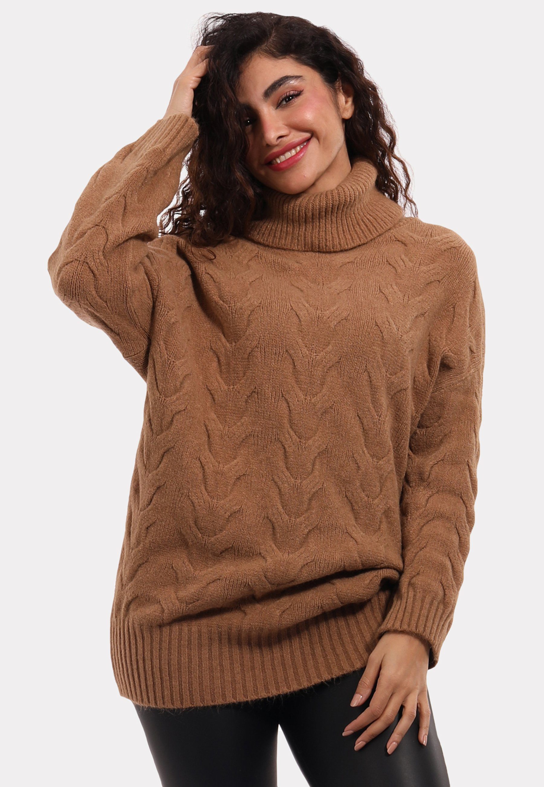 YC Fashion & Style Rollkragenpullover Kuscheliger Oversize-Strickpullover – One Size Basic