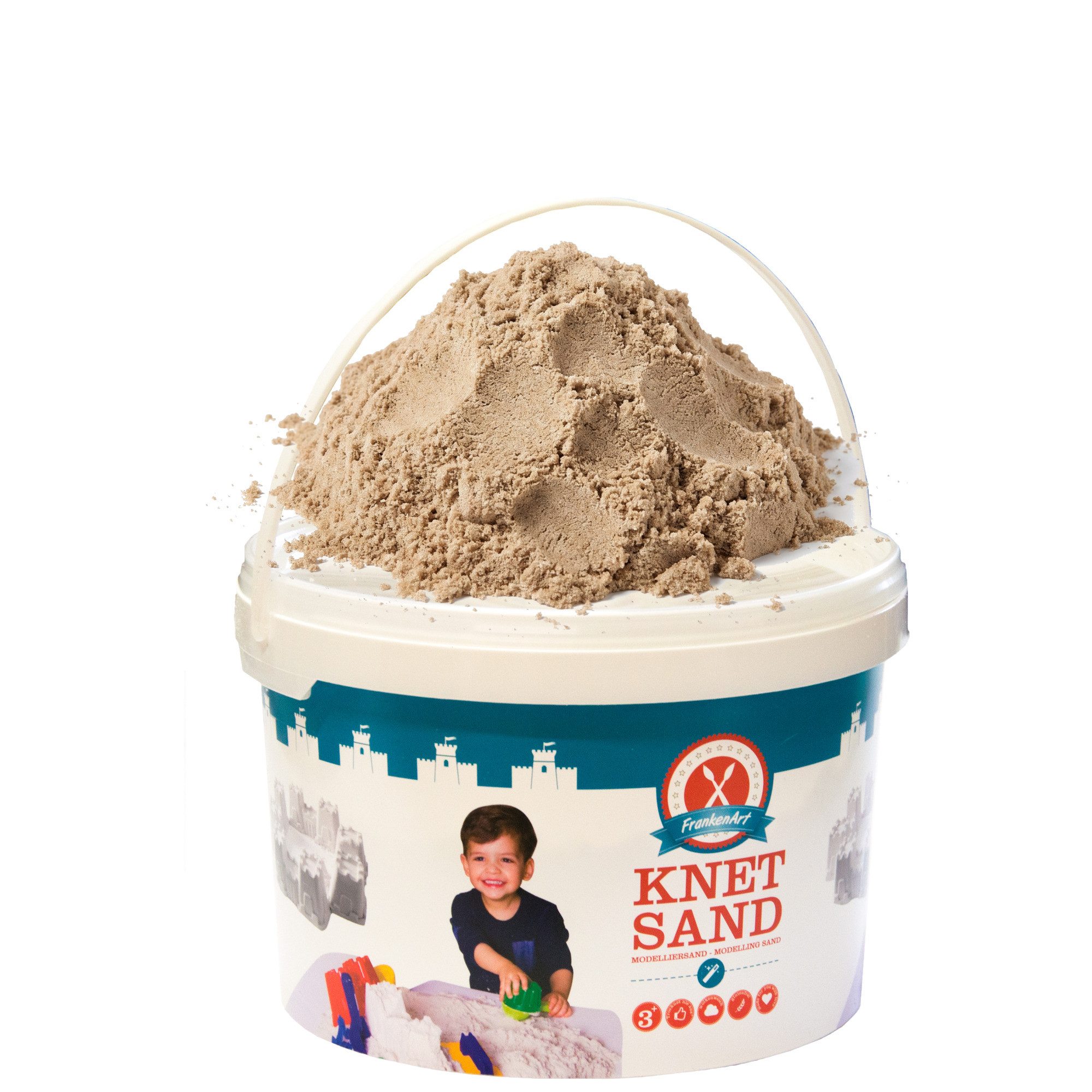 frankenart Knetsand 2,5 kg Eimer – wolkenweicher Modelliersand, ab 3 Jahren (1-tlg), Im wiederverschließbaren Eimer – trocknet nicht aus