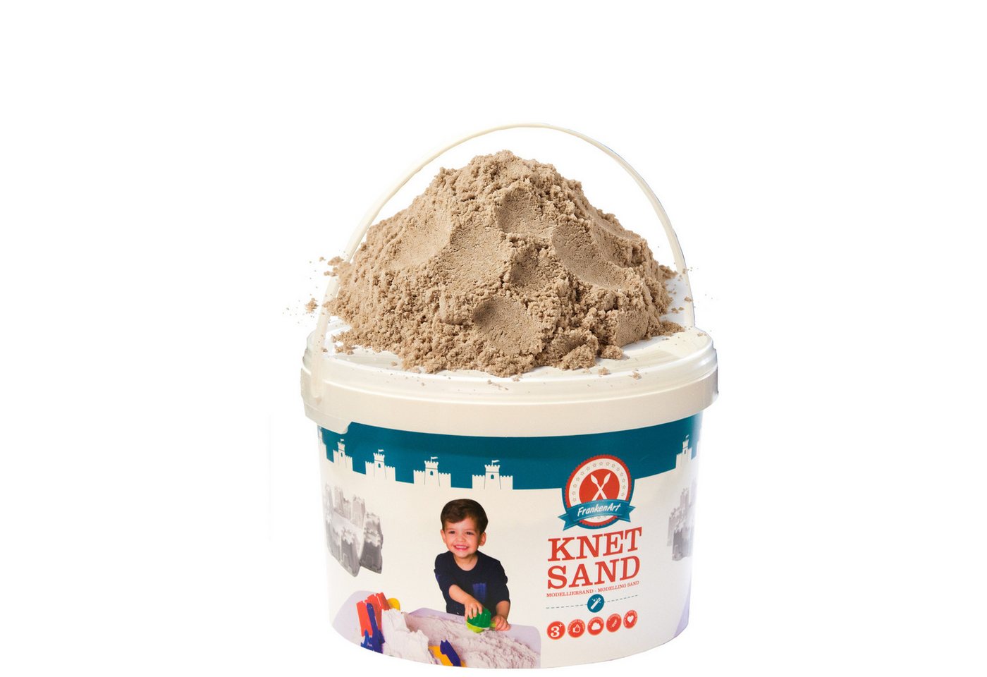 frankenart Knetsand 2,5 kg Eimer – kinetischer Spielsand, formbar wie Knete, ab 3 Jahren (1-tlg), Im wiederverschließbaren Eimer – trocknet nicht aus