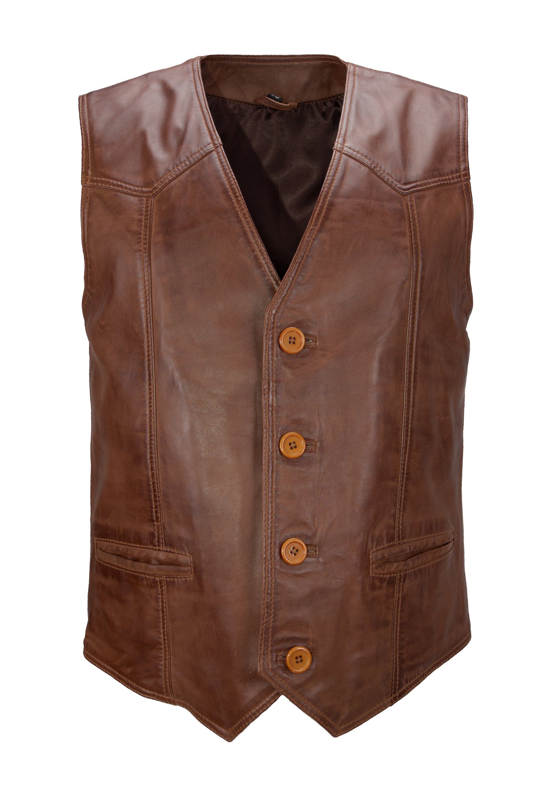 Lolus Lederweste Ludwig mokka Herren Lederweste mit Knopfverschluss aus wei günstig online kaufen