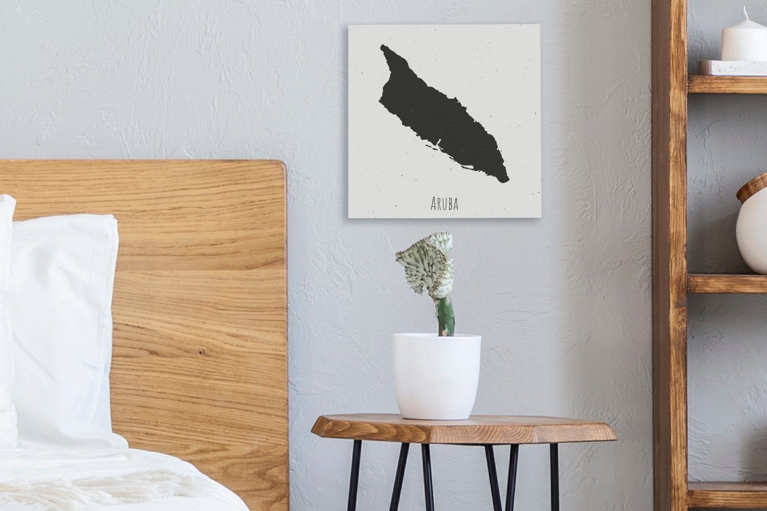 Bilder Schlafzimmer auf Aruba Hintergrund, Leinwandbild einem Leinwand in Wohnzimmer staubigen (1 Schwarz OneMillionCanvasses® St), für Eine Illustration von