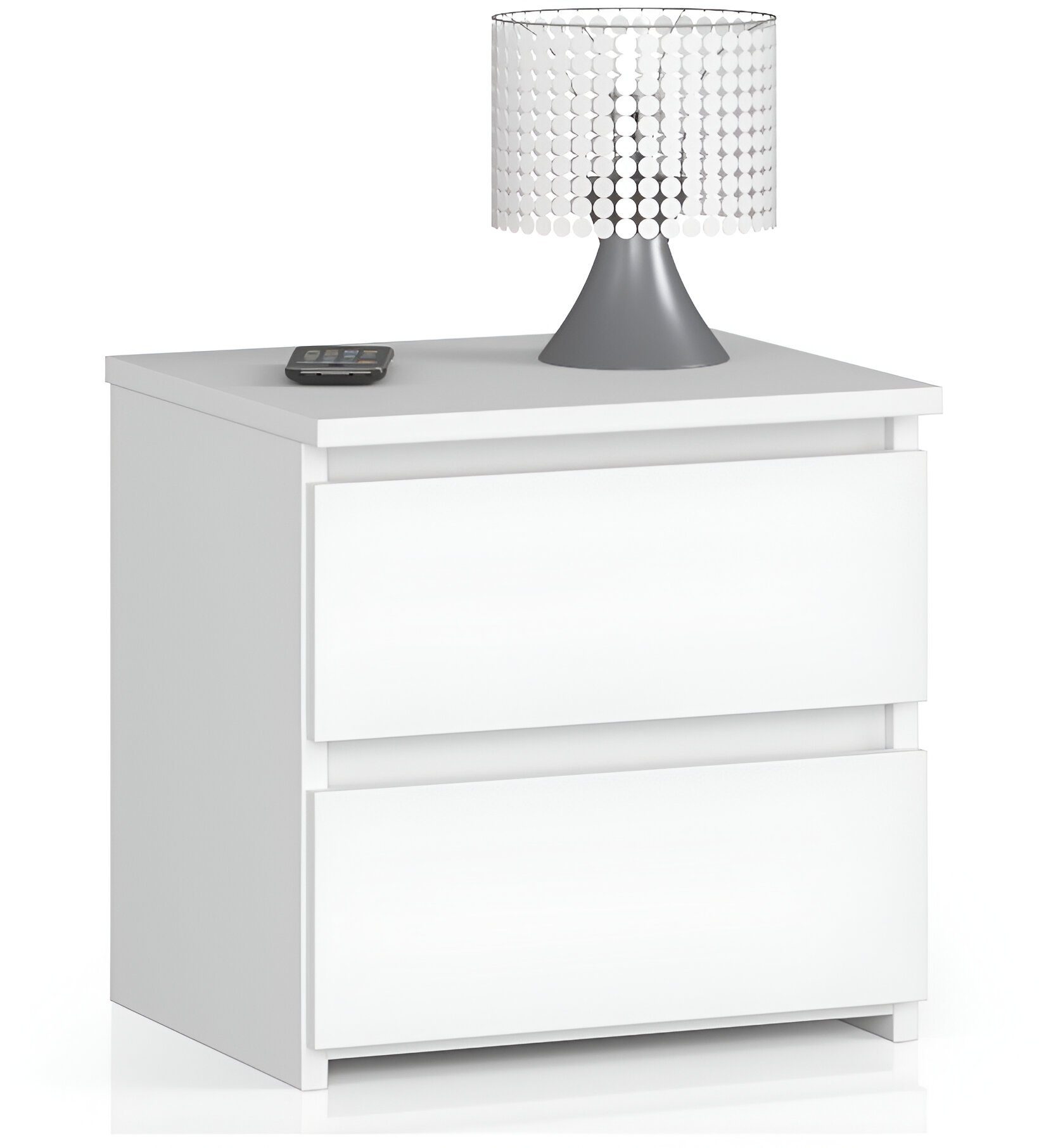 Home Collective Kommode 40 cm breit Holz Highboard Sideboard für Flur Schlafzimmer Wohnzimmer (Mehrzweckschrank Schrank schmal Kommode Schlafzimmer mit Schubladen), mit zwei schubladen 40 cm hoch viel Stauraum 2 Schubladen weiß