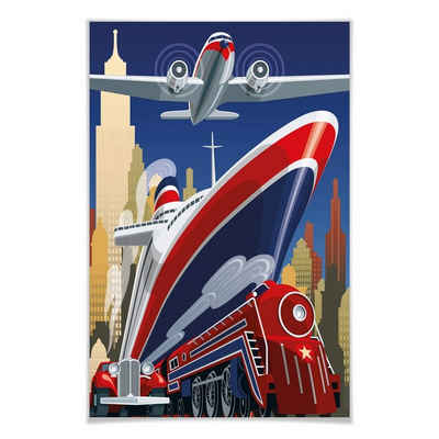 Wizard + Genius Poster XXL Poster Flughafen Yacht Zug Terminal Auto Wandposter 115x175 cm, Wohnzimmer Wandbild modern