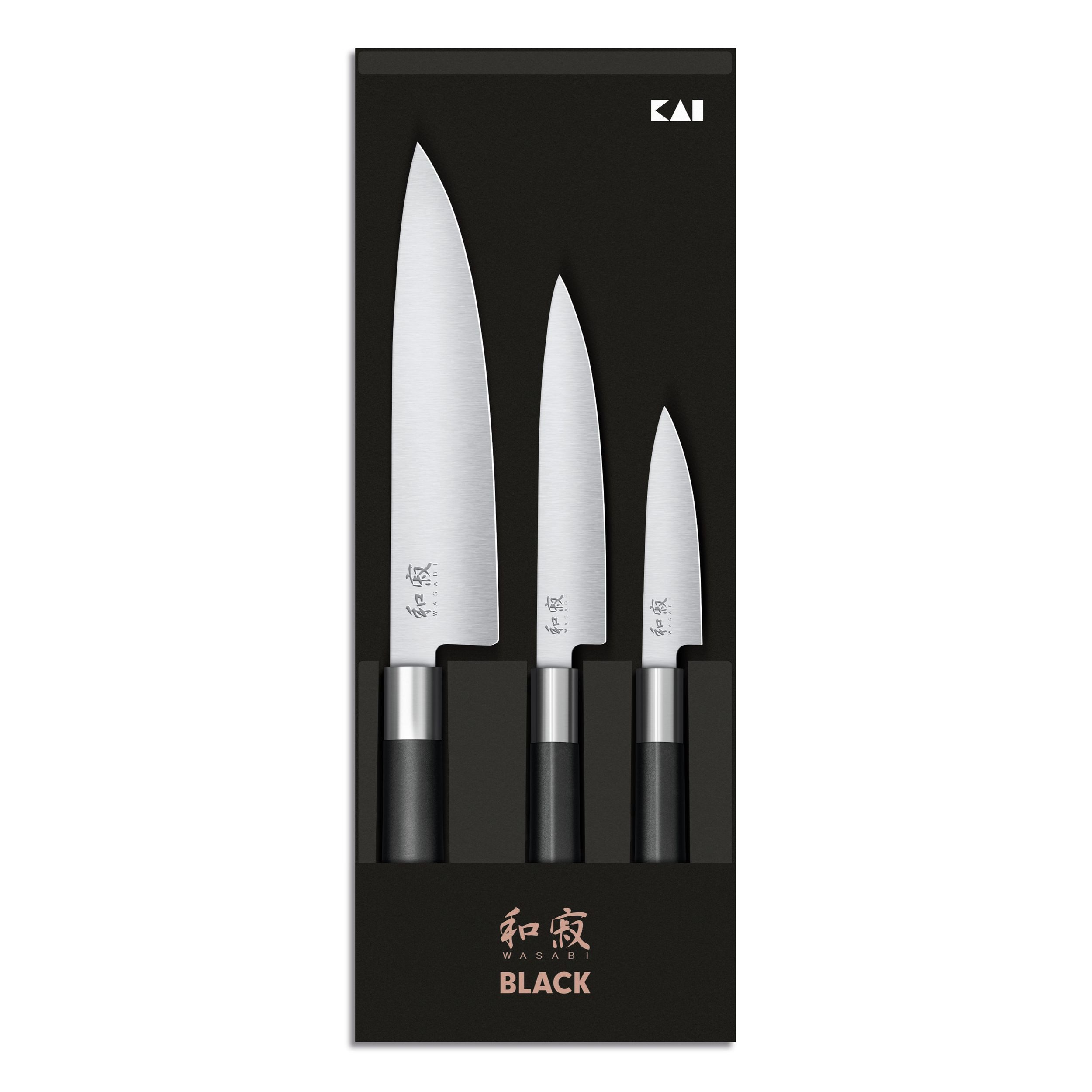 KAI Messer-Set Wasabi Black Messerset 67S-300 (Spar-Set, 3-tlg)