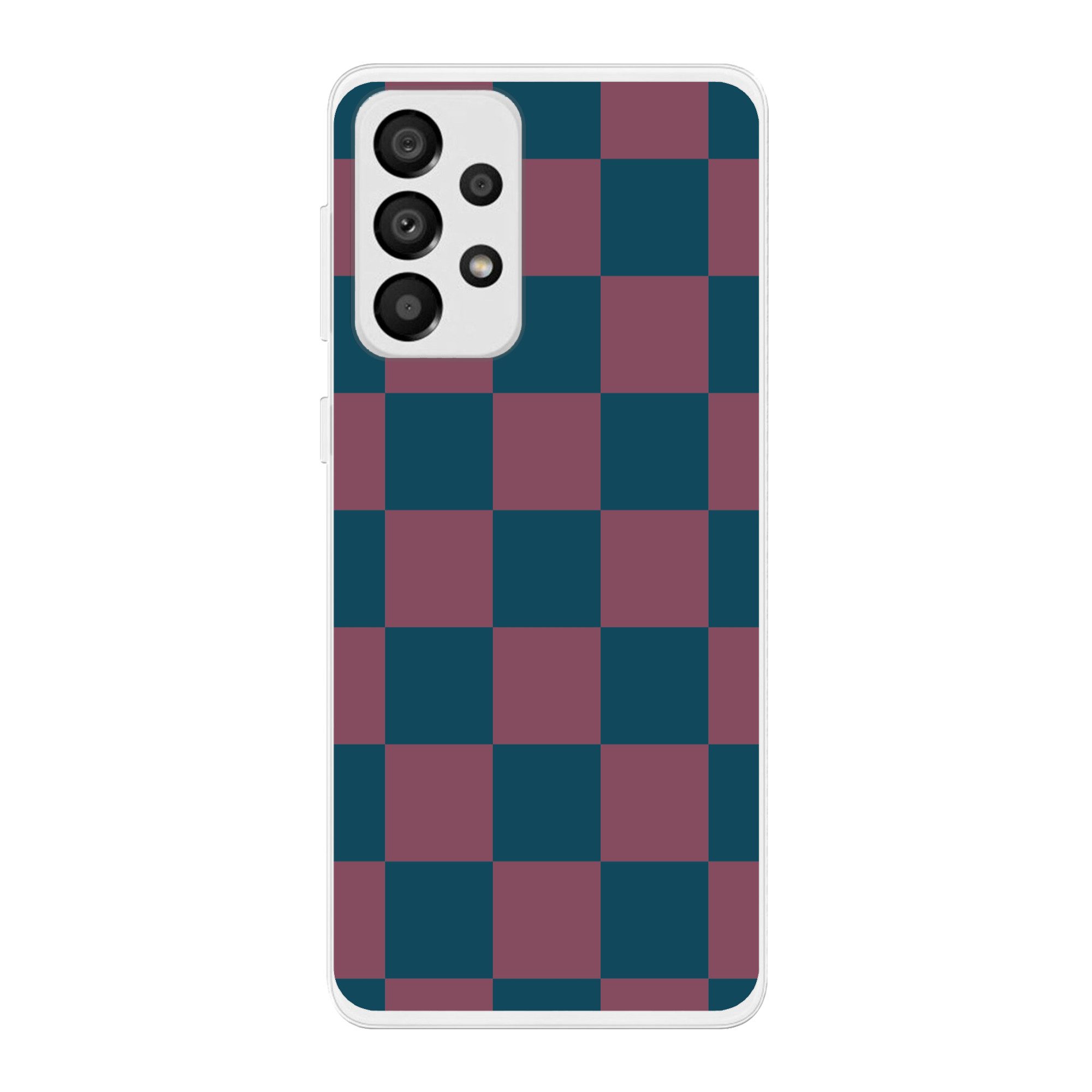 MuchoWow Handyhülle für Samsung Galaxy A33 Schachbrett Druck - Blau - Rot - Würfel, Smartphone-Bumper, Print, Handy Schutzhülle Dünn