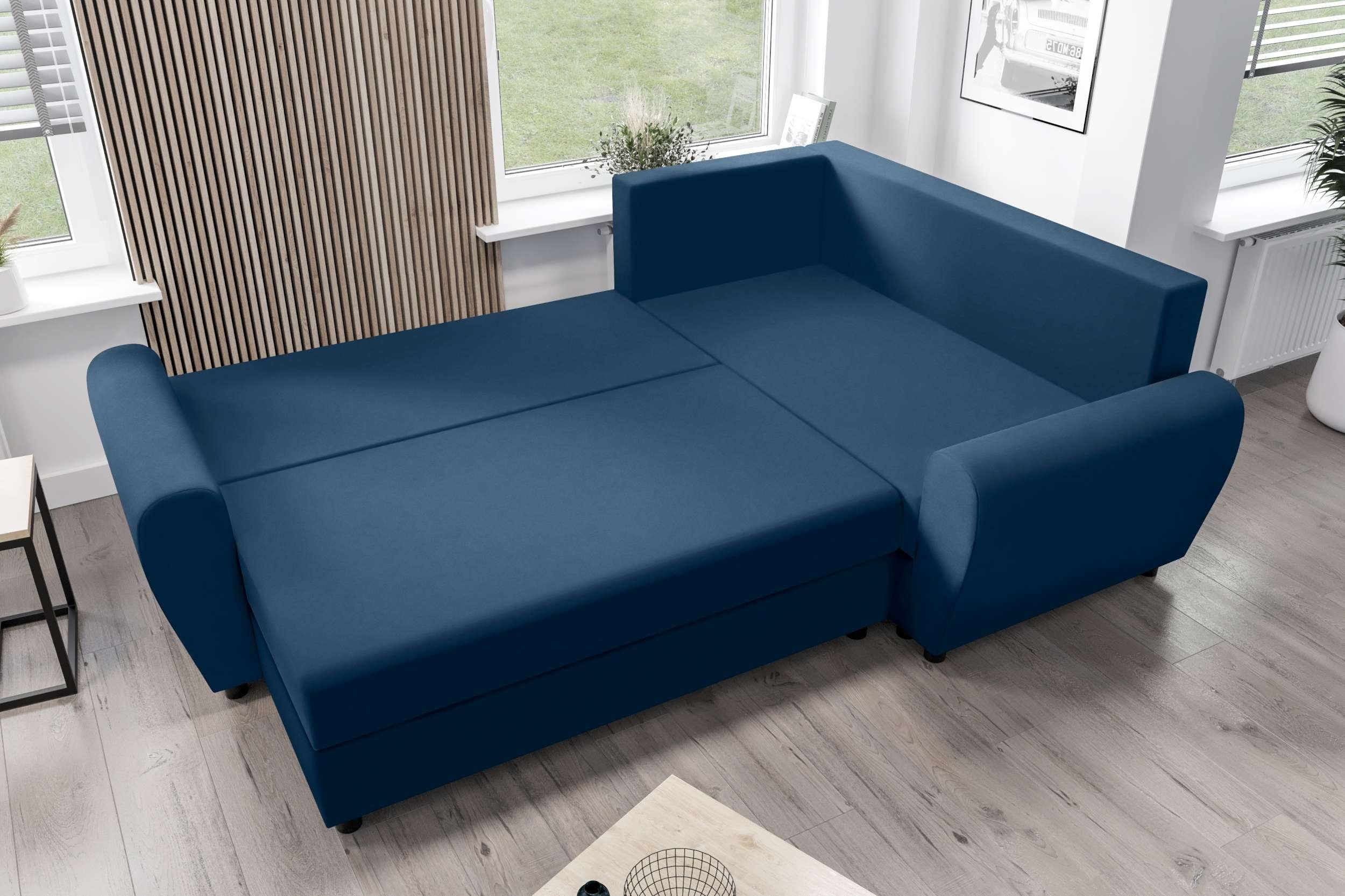 Ecksofa mit Bettkasten, Bettfunktion, mit Sitzkomfort, Design Sofa, Valence, L-Form, Eckcouch, Stylefy Modern