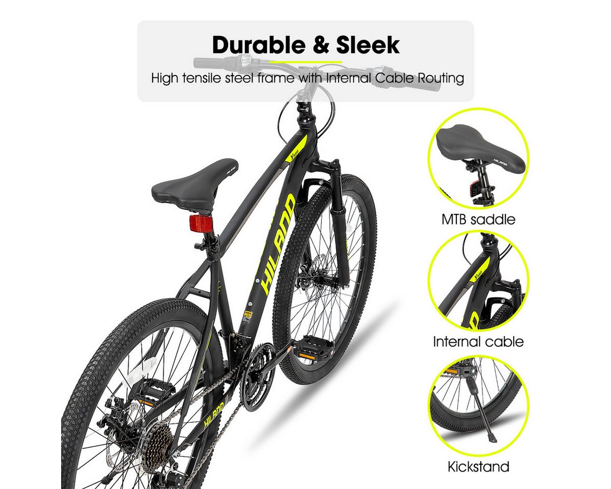 Thumbnail - HILAND Mountainbike 26/27,5 Zoll Mountainbike MTB Fahrrad Herren Damen Jugendliche, 21 Gang mit Stahlrahmen Scheibenbrem...