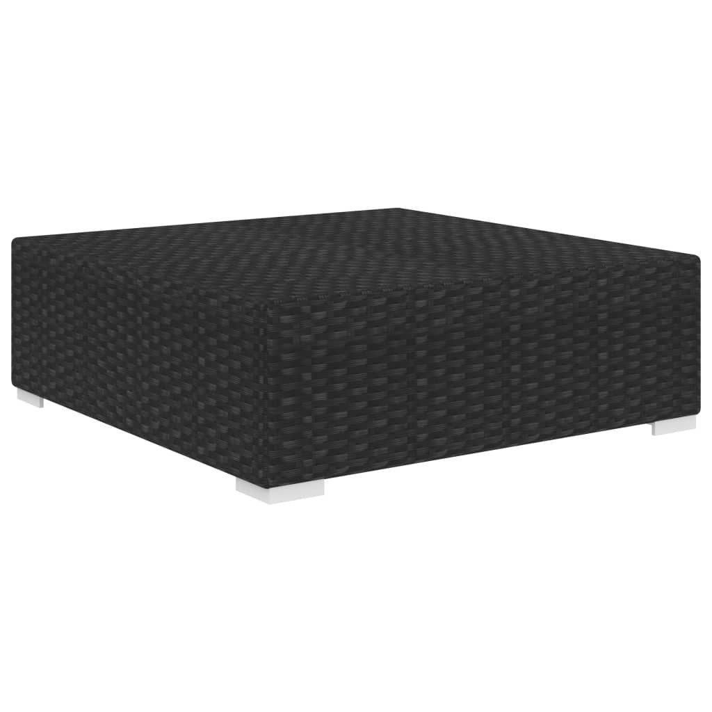 vidaXL Sofaelement Modular-Fußhocker 1 Stk. + Auflagen Poly Rattan Schwarz (1 St)