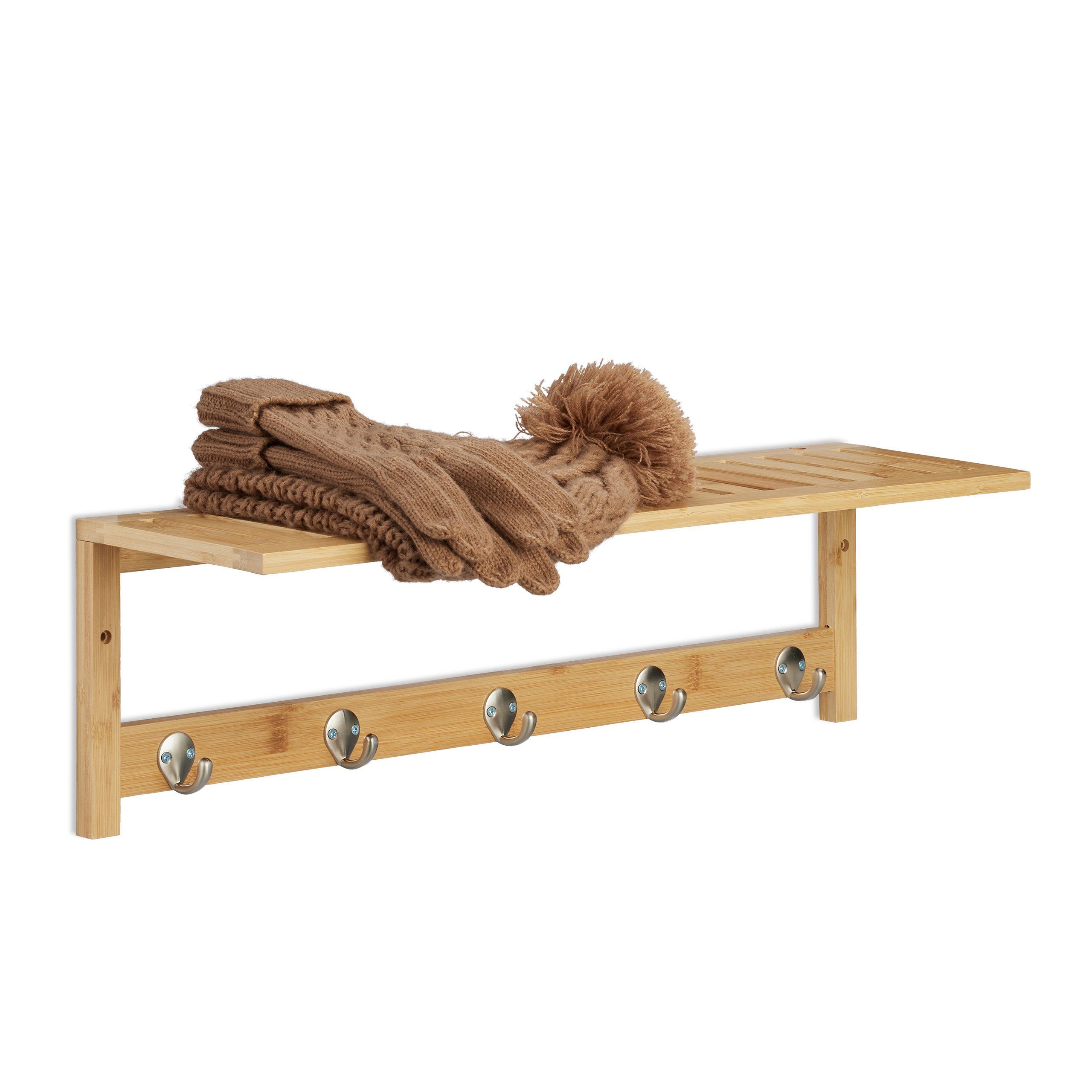 relaxdays Hakenleiste Wandregal mit 5er Hakenleiste günstig online kaufen