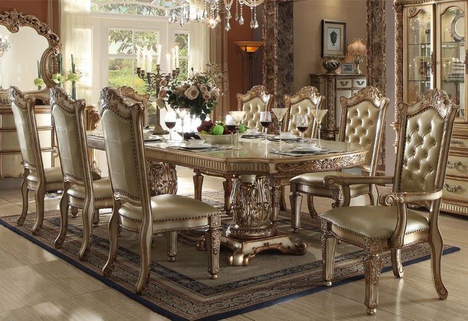 Xlmoebel Essgruppe Holztisch mit 6 Stühlen im Barock Rokoko Stil komplett, (7-tlg), Made in Europa