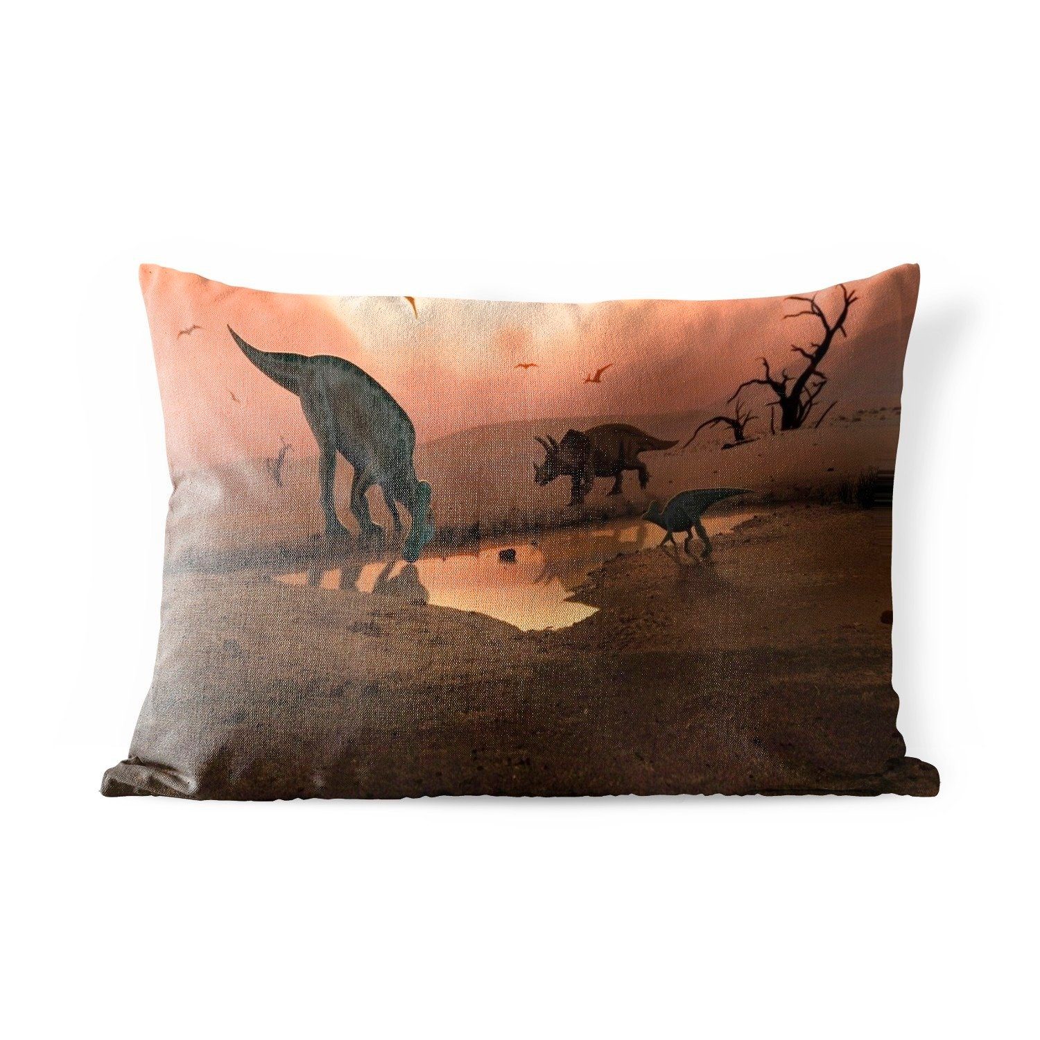 MuchoWow Dekokissen Dinosaurier - - - - Kissenhülle Tiere Kind, Zeichnung Outdoor-Dekorationskissen, Wilde Kinder Dekokissenbezug, Polyester