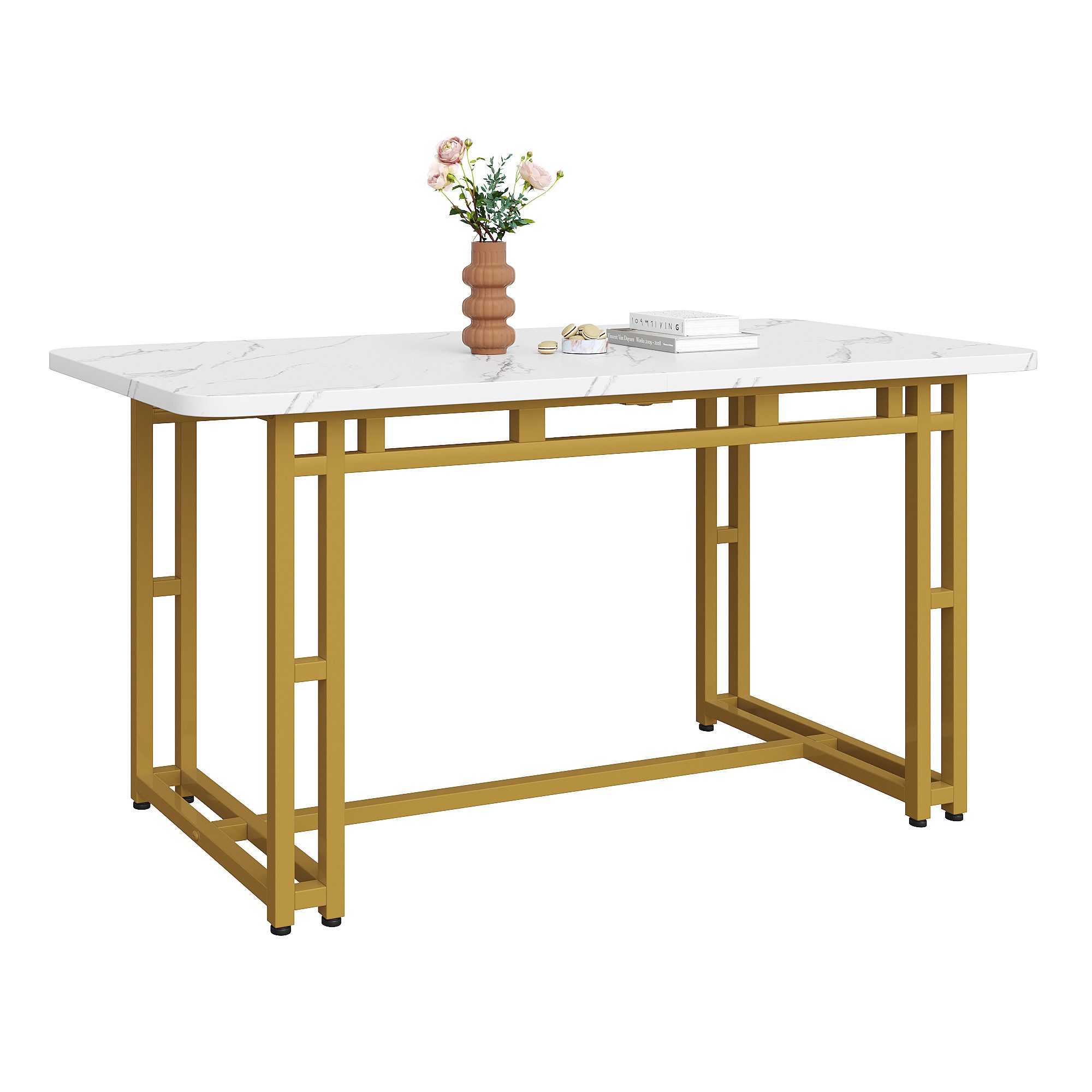 OKWISH Esstisch Esszimmertisch Küchen rechteckig Marmoroptik günstig online kaufen