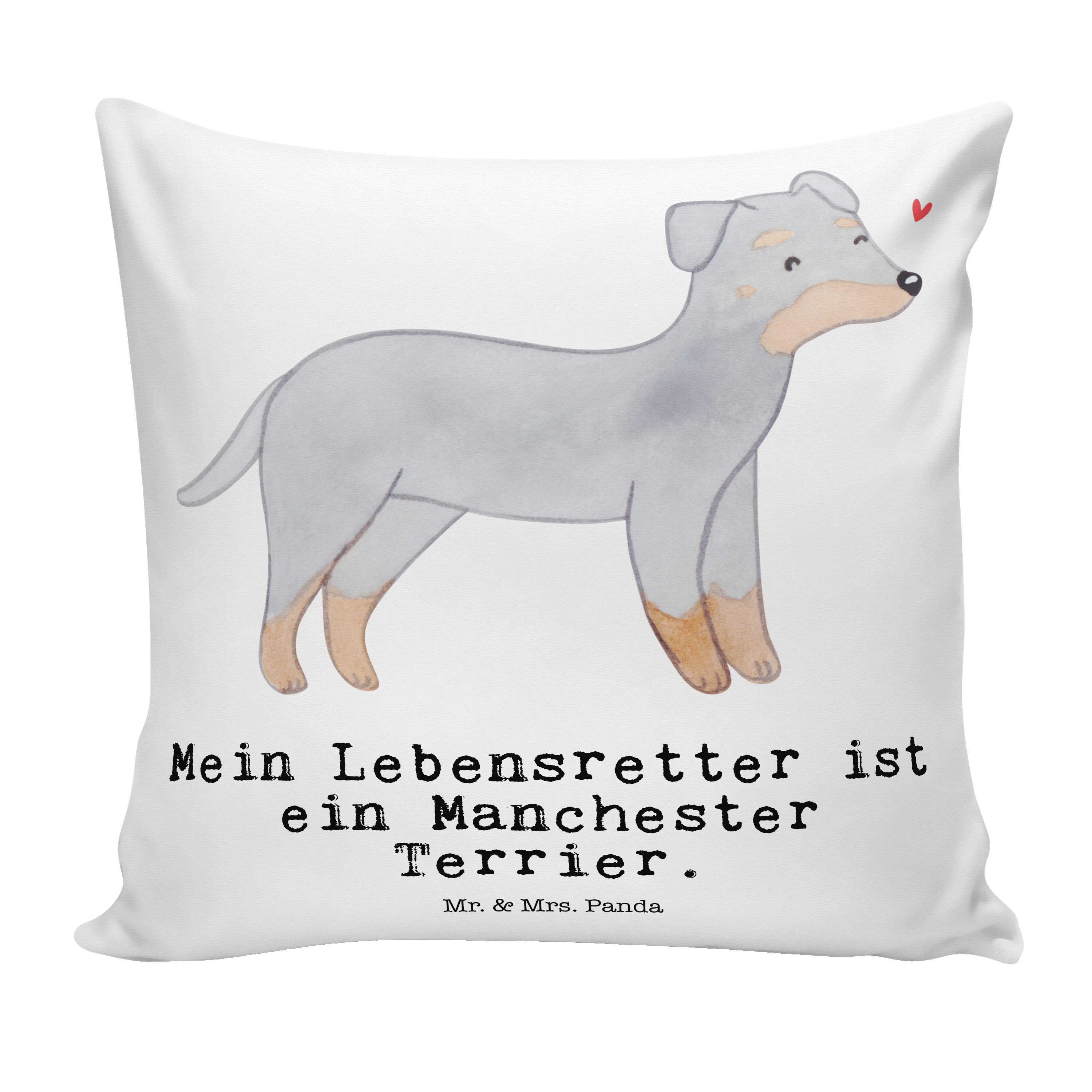 Mr. & Mrs. Panda Dekokissen Manchester Terrier Lebensretter - Weiß - Geschenk, Dekokissen, Sofaki