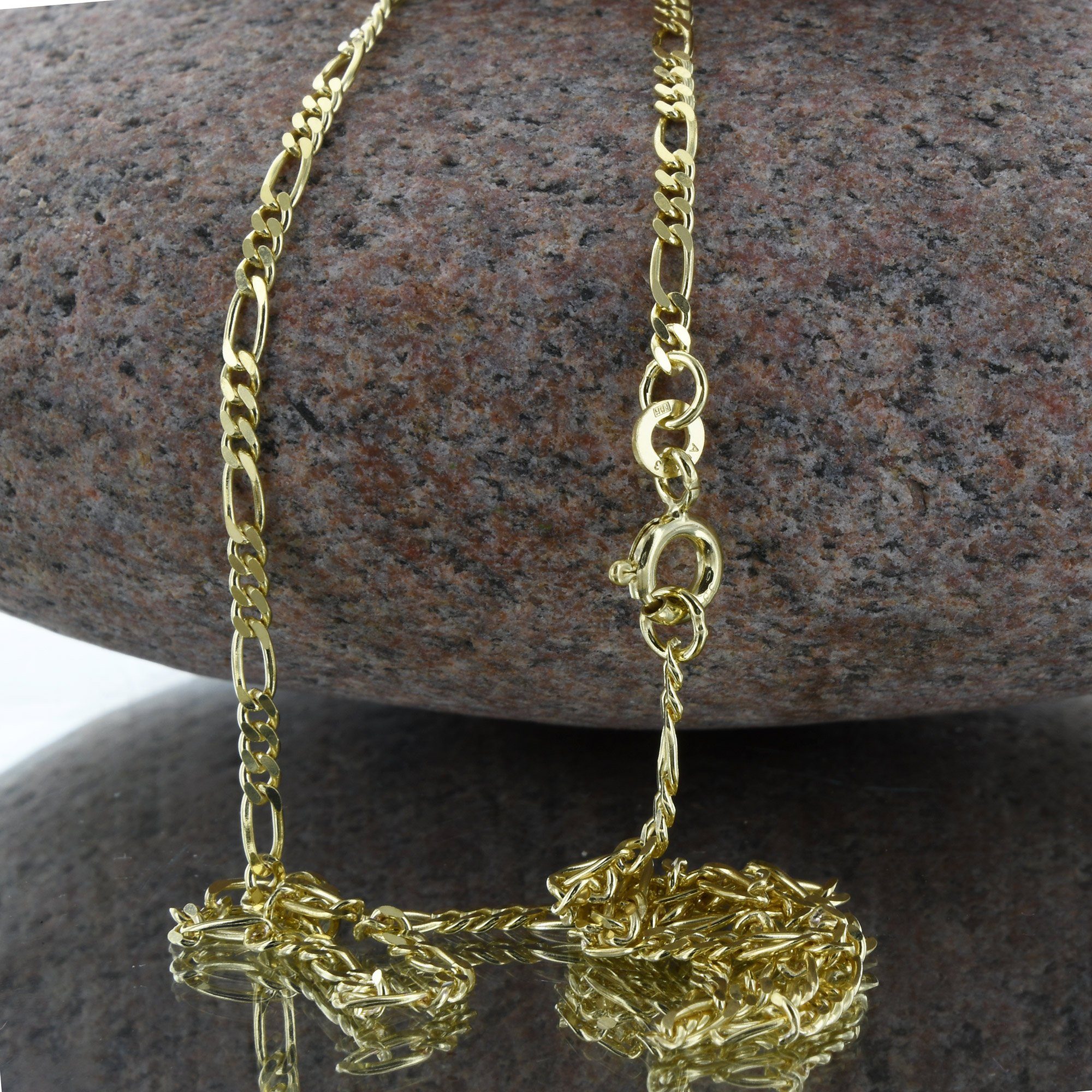 HOPLO Goldkette Goldkette Figarokette Halskette Breite 1,2 mm 36 cm 585-14 Karat Gold, Made in Germany – Bild 4 von 5