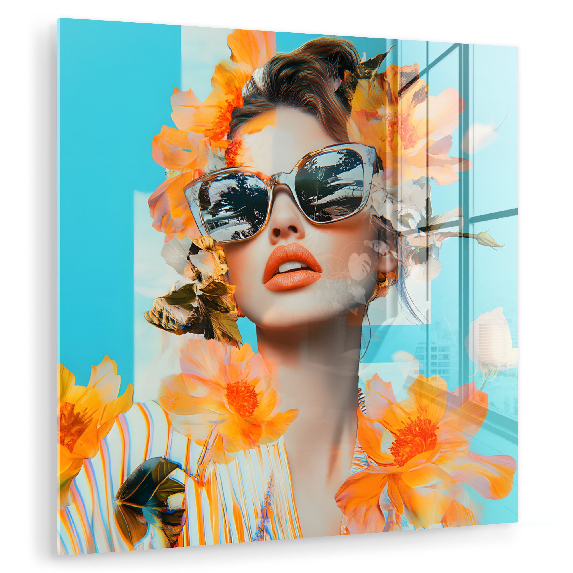 MuchoWow Acrylglasbild Blumen - Frau - günstig online kaufen