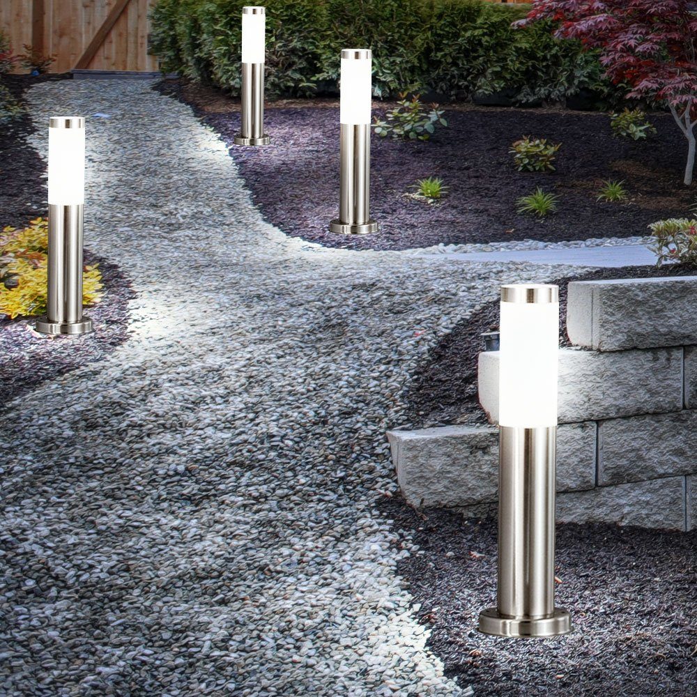 Warmweiß, Stand Garten Leuchtmittel Außen Strahler etc-shop Erdspieß Leuchte Außen-Stehlampe, inklusive, silber LED Steck