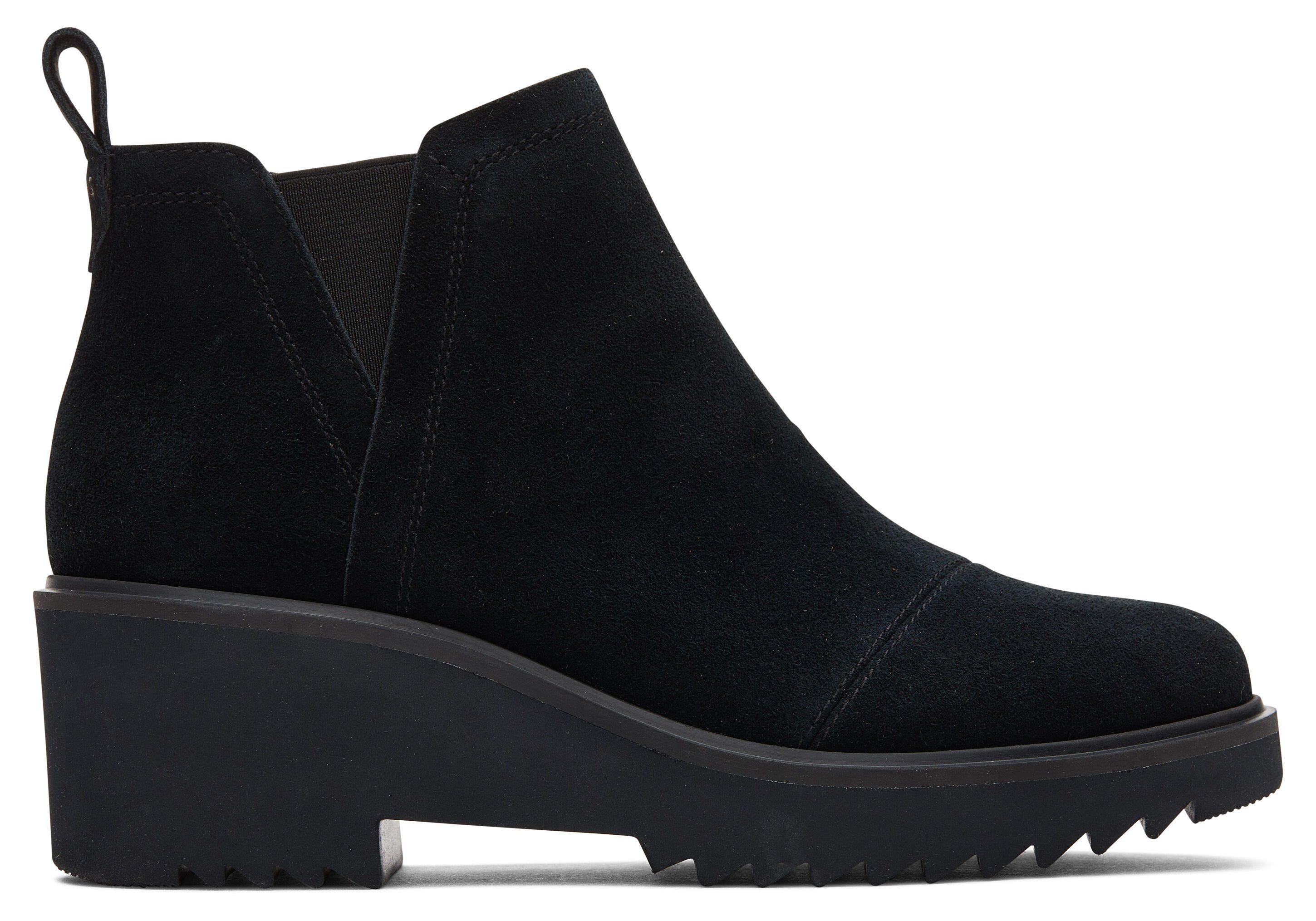 TOMS Maude Black Suede Wedge Boot Chelseaboots