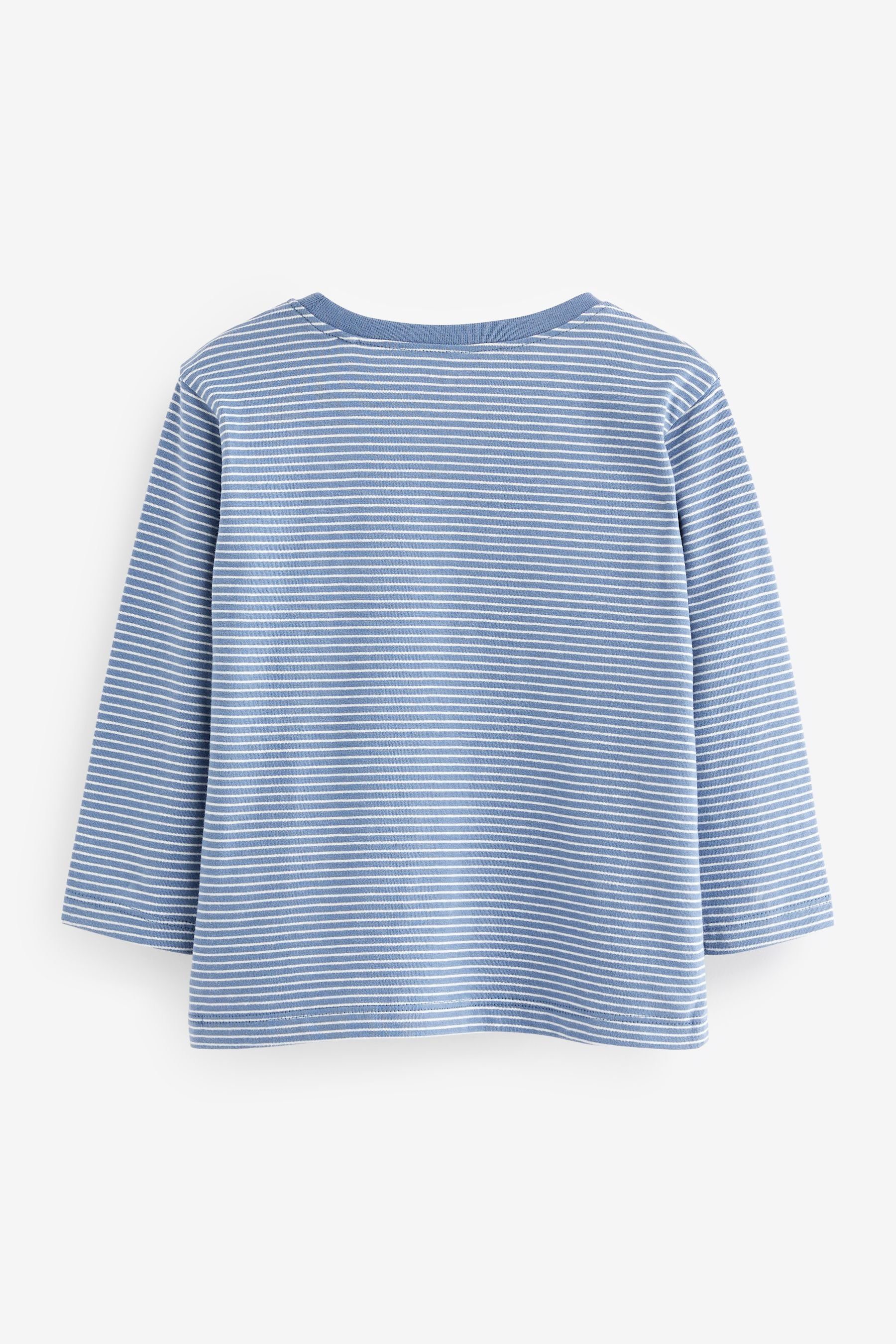 Next Langarmshirt Langarm-T-Shirt mit aus Blue (1-tlg) Tasche Navy Baumwolle Ladybird