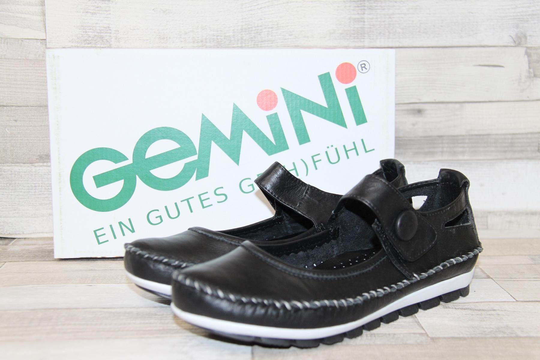 Gemini Damen Ballerina schwarz mit Klettverschluss Ballerina