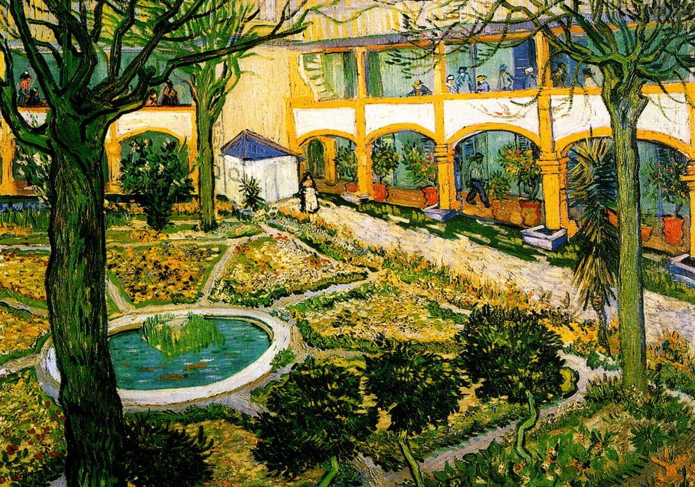 Postkarte Kunstkarte Vincent van Gogh "Der Garten des Maison de Sante in Arles"