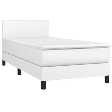 vidaXL Bett Boxspringbett mit Matratze Weiß 80x200 cm Kunstleder