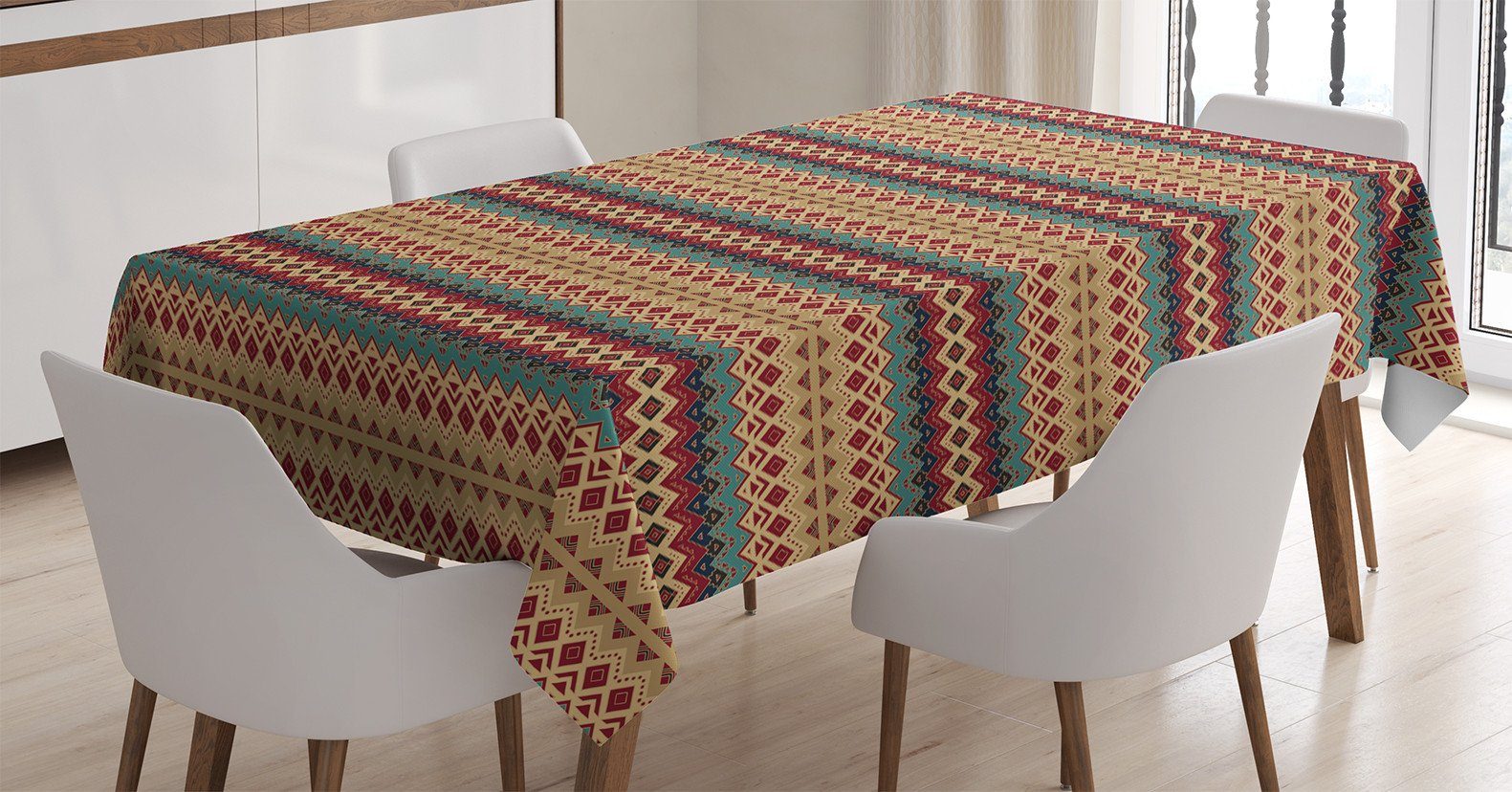 geeignet Für Ethnisch Außen Farben, Line Aztec Abakuhaus Tischdecke Farbfest den Pattern Waschbar Klare Bereich