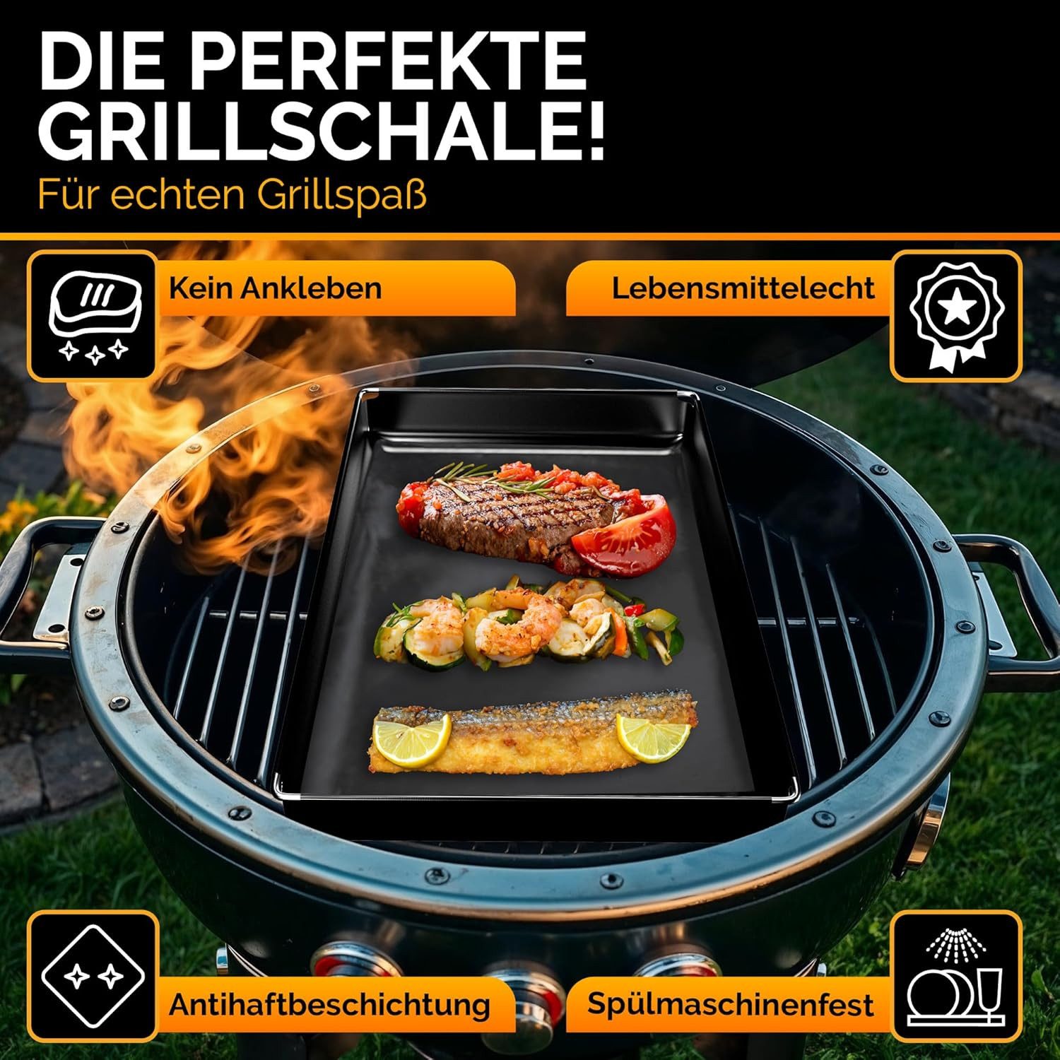 Durandal Grillschale Grillschale für den Grill und Backofen für Gasgrill & Holzkohlegrills