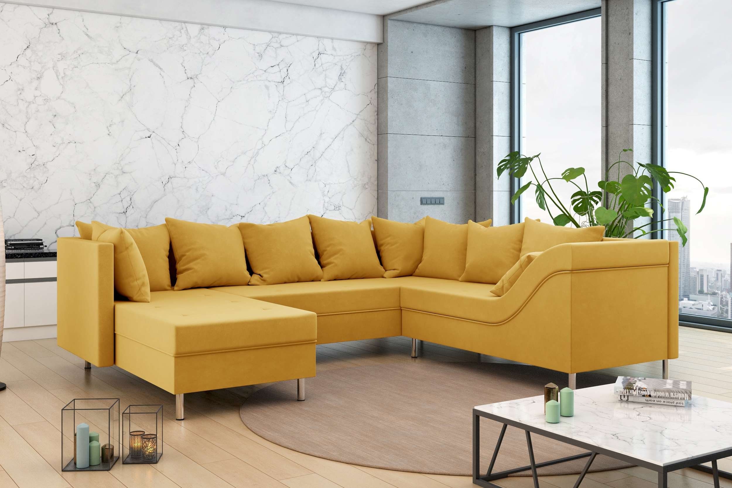 Stylefy Wohnlandschaft stellbar, Sofa, Raum im made Europa U-Form, mane Lotos, Design, rechts frei links bestellbar, in oder Modern