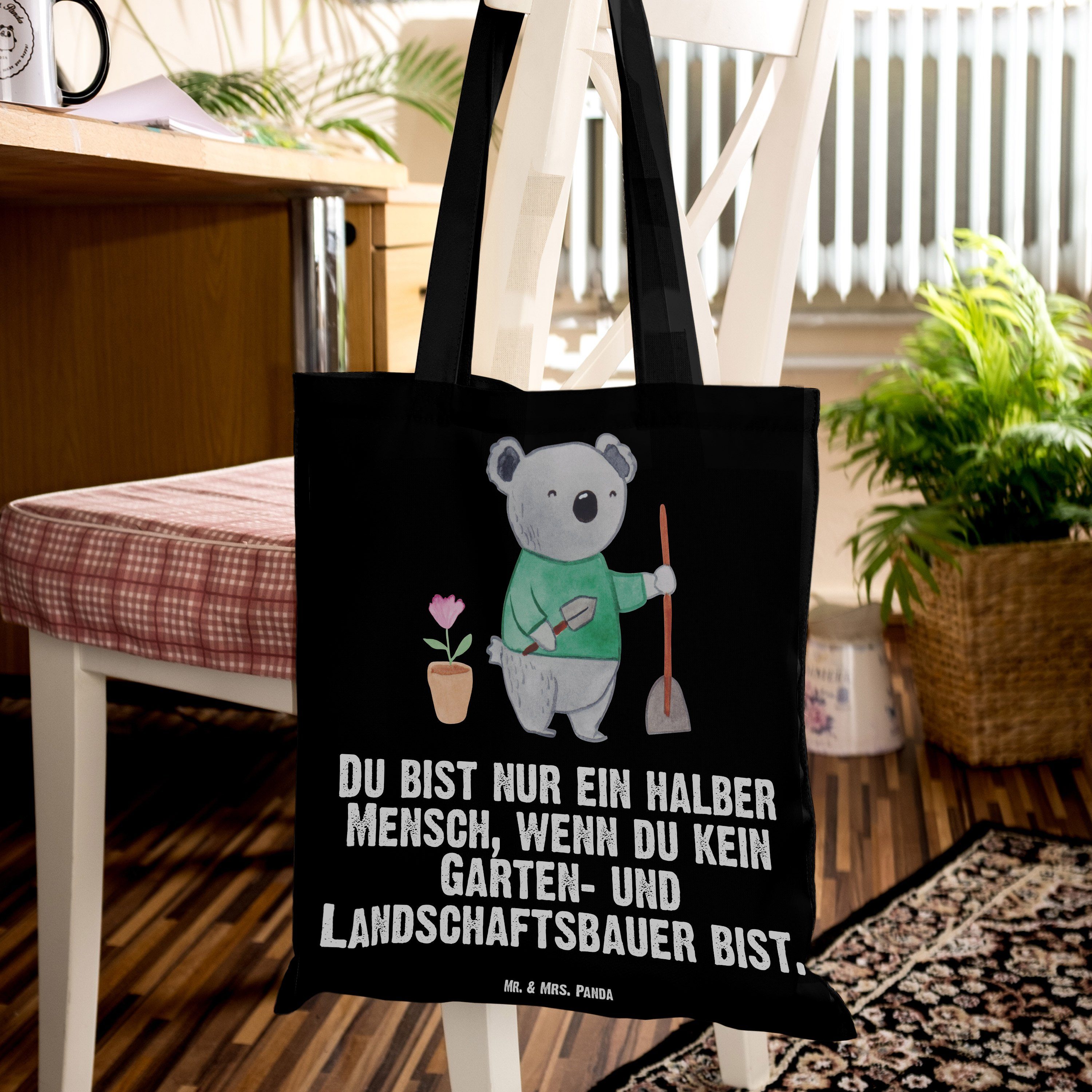 Mr. & Mrs. Schwarz Panda Herz und Garten- - mit - Gärtner, Tragetasche Landschaftsbauer Geschenk, (1-tlg)