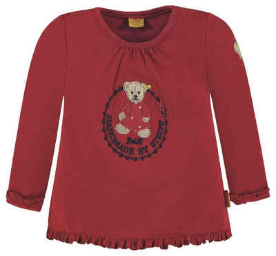 Steiff Collection Langarmshirt Lovely Reds Teddy Logo auf der Brust