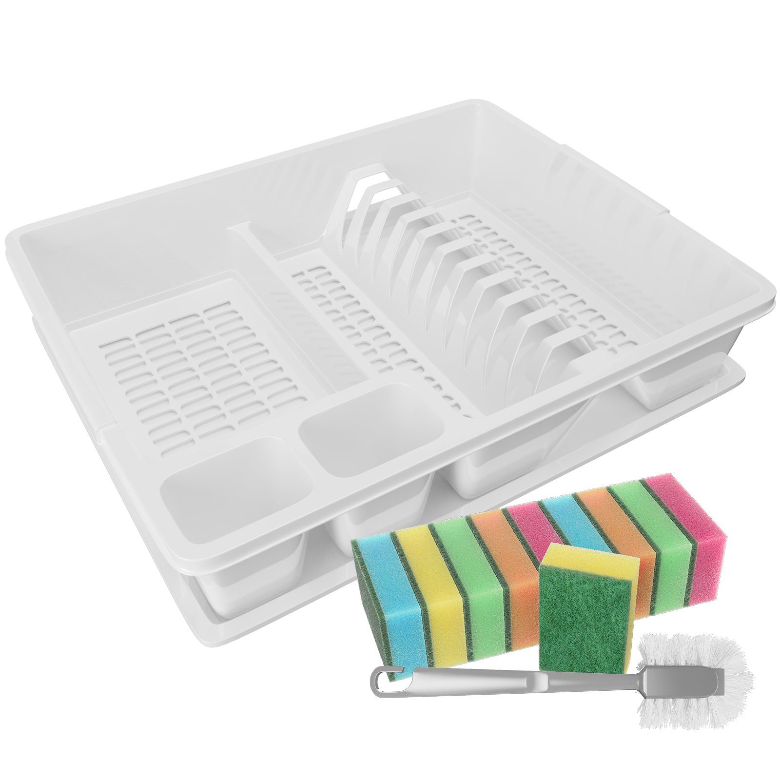 Wellgro Geschirrständer Abtropfgestel mit Reinigungsbürste und 10 Губкиn