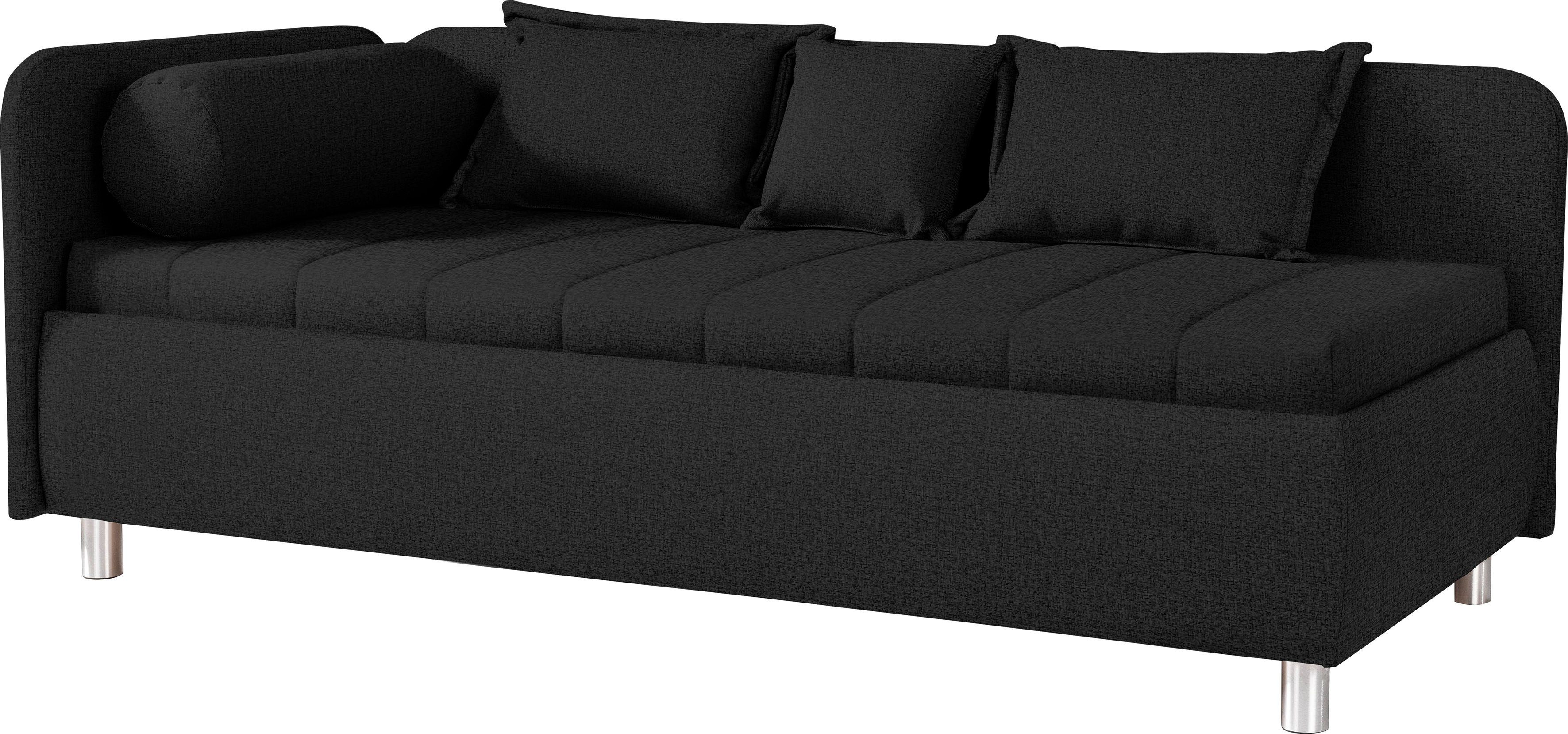 Zierkissen, und Schlafsofa 10 Liegefläche 90/200 schwarzblau mit cm oder cm TMD 100/200 trendline Kiana, ADA Bettkasten