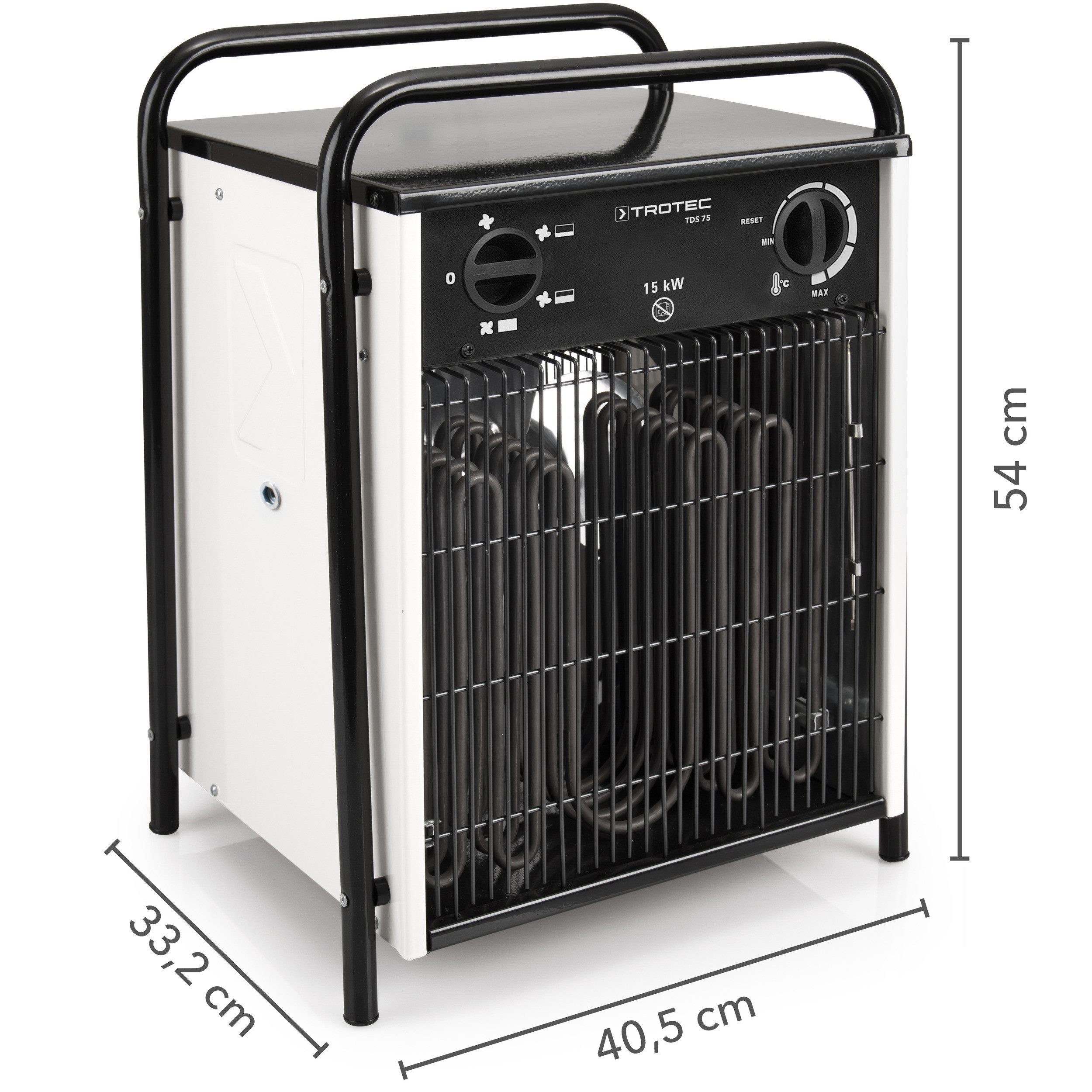 TROTEC Heizgerät, 3 Heizstufen, Thermostat, Ventilatorfunktion Heizlüfter Bauheizer