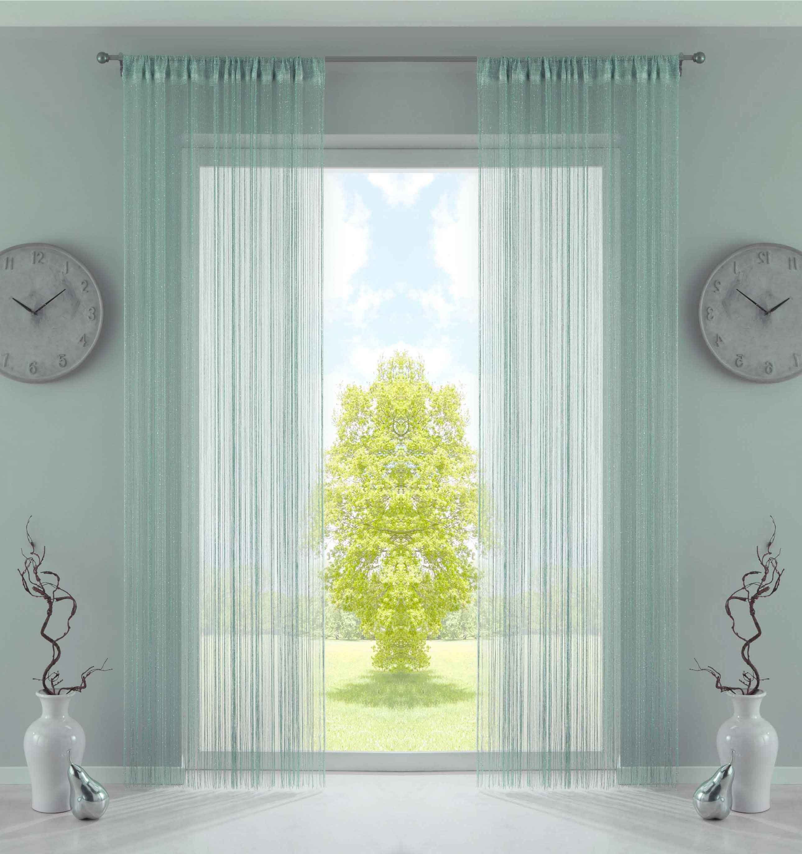 Gardinenbox Fadenvorhang (2 St), Multifunktionsband, transparent, Fadengardinen Tunneldurchzug Flauschband Multiband Raumteiler 20303MB2