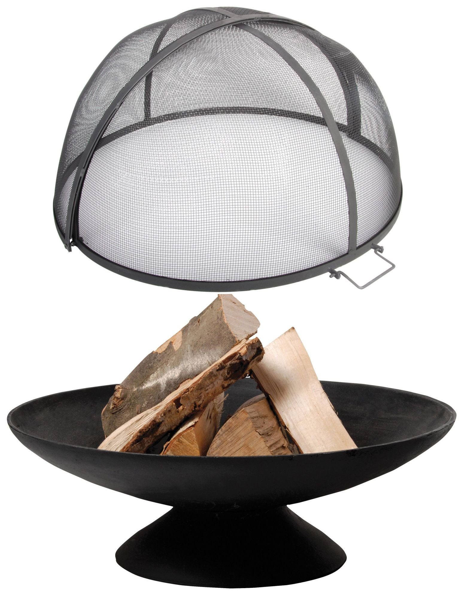 esschert design Feuerschale, (Set, 2-St), Feuerstelle auf einem Fuß 60 x 60 x 20.5 cm