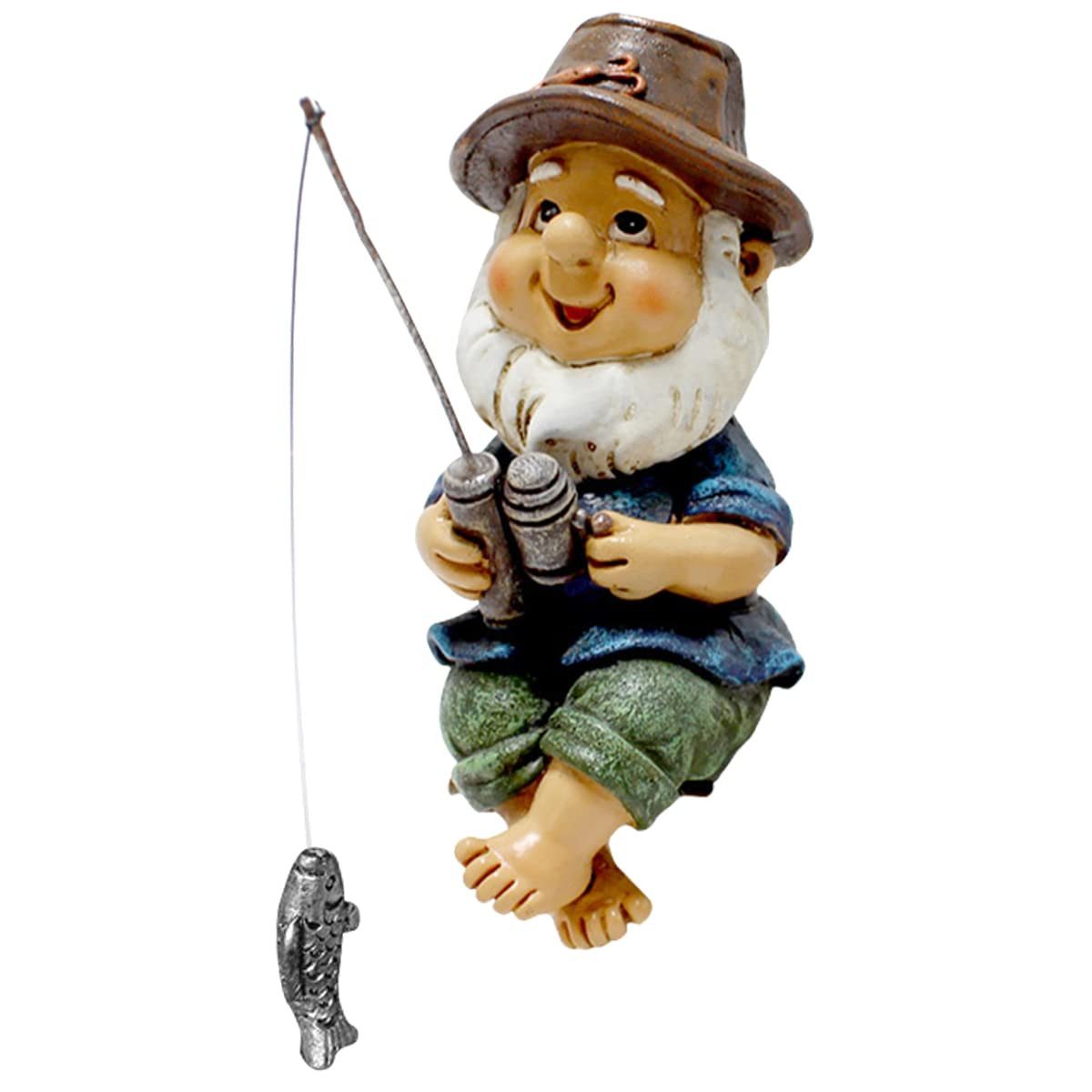 FOUORTUNATE-BEE Gartenzwerg Gartenzwerg Angler Figur Deko Harz Gartenfigur Blumentopf, Zwerg Figur für Garten Balkon Terrasse Wohnzimmer Deko