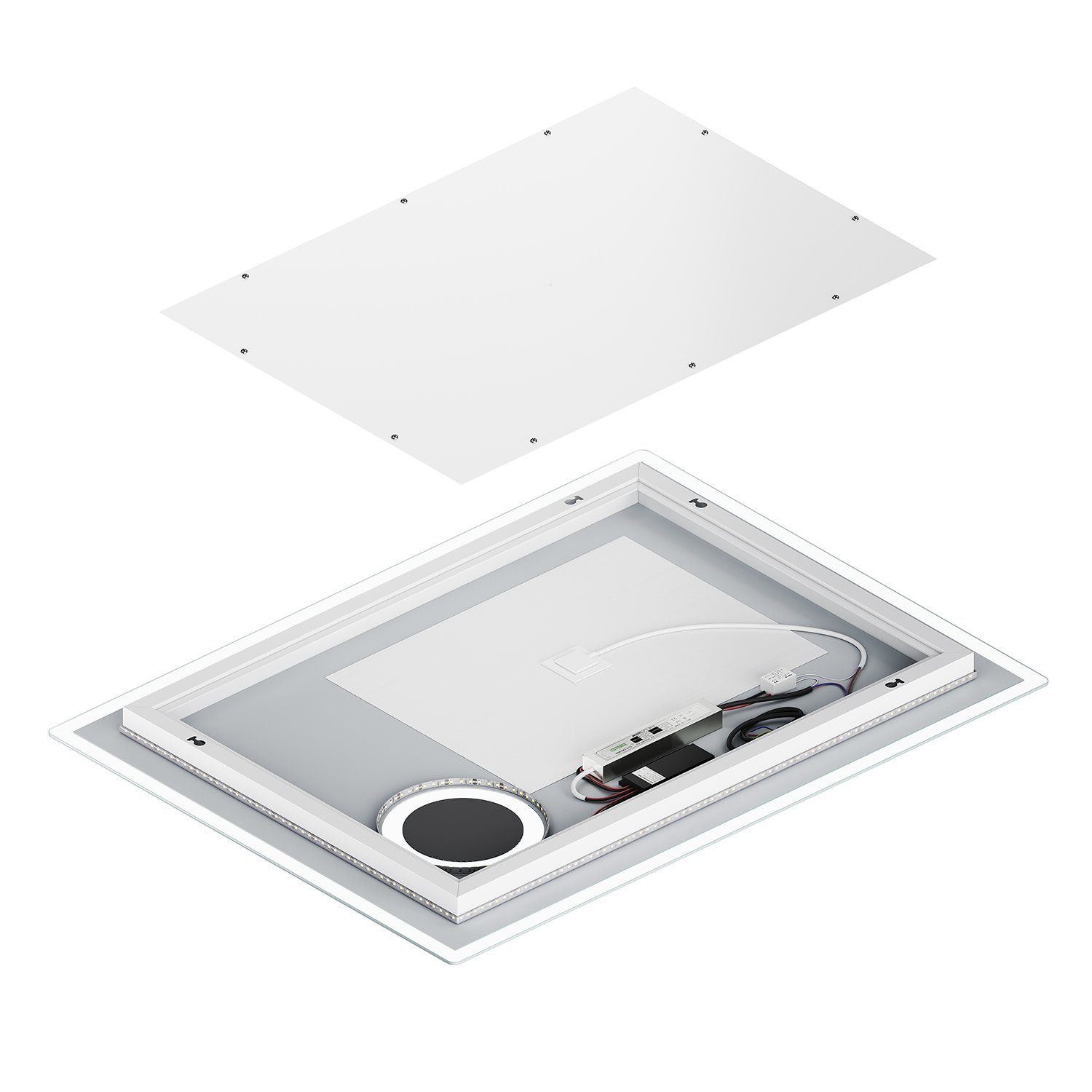 SONNI Badspiegel Badezimmerspiegel mit Vergrößerung,100/80cmx60cm, mit 3-facher LED