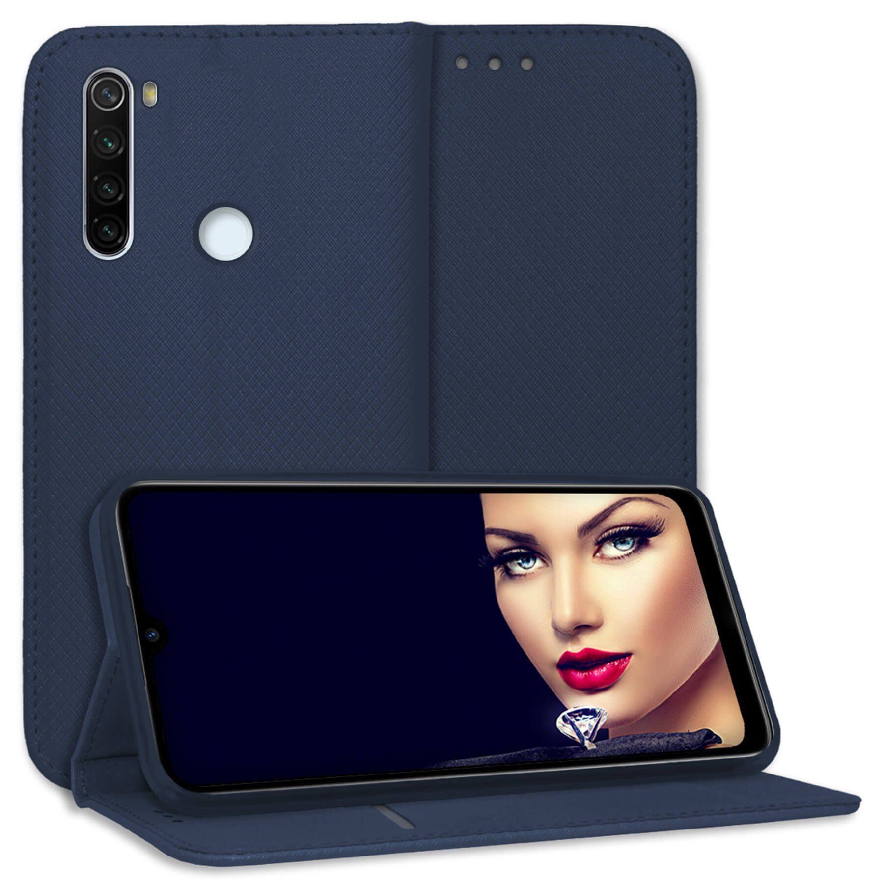 mtb more energy Smartphone-Hülle Smart Magnet für Xiaomi Redmi Note 8T, Blau, Bookstyle Klapphülle Cover Wallet Case aus Kunstleder