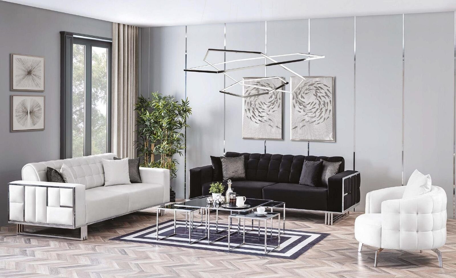 JVmoebel Chesterfield-Sofa, Luxus Wohnzimmer Möbel Couch Sitzgarnitur Sofa Sofagarnitur 3tlg
