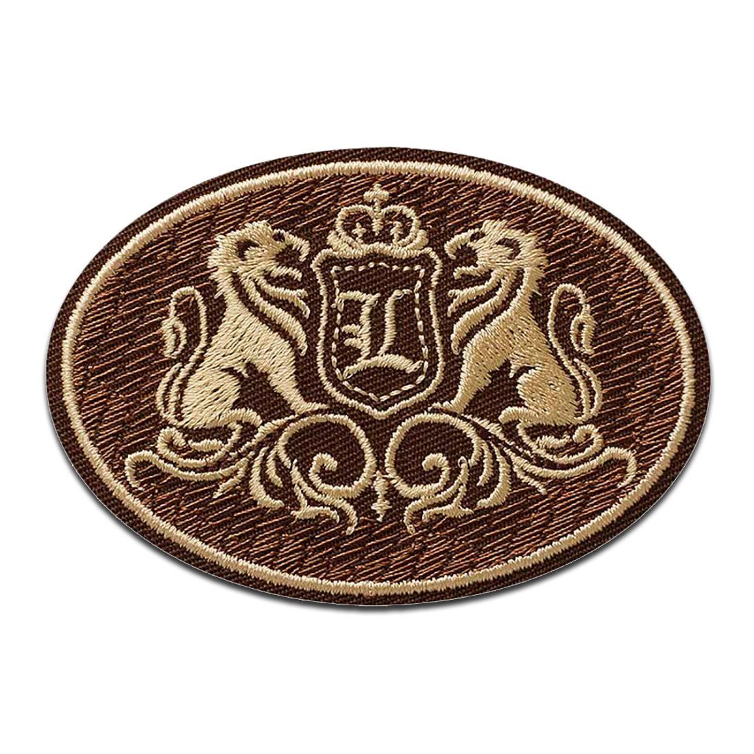 Mono-Quick Aufnäher Bügelbild, Aufbügler, Applikationen, Patches, Flicken, zum aufbügeln, PES, NY, Wappen Löwen - Größe: 4,8 x 7 cm