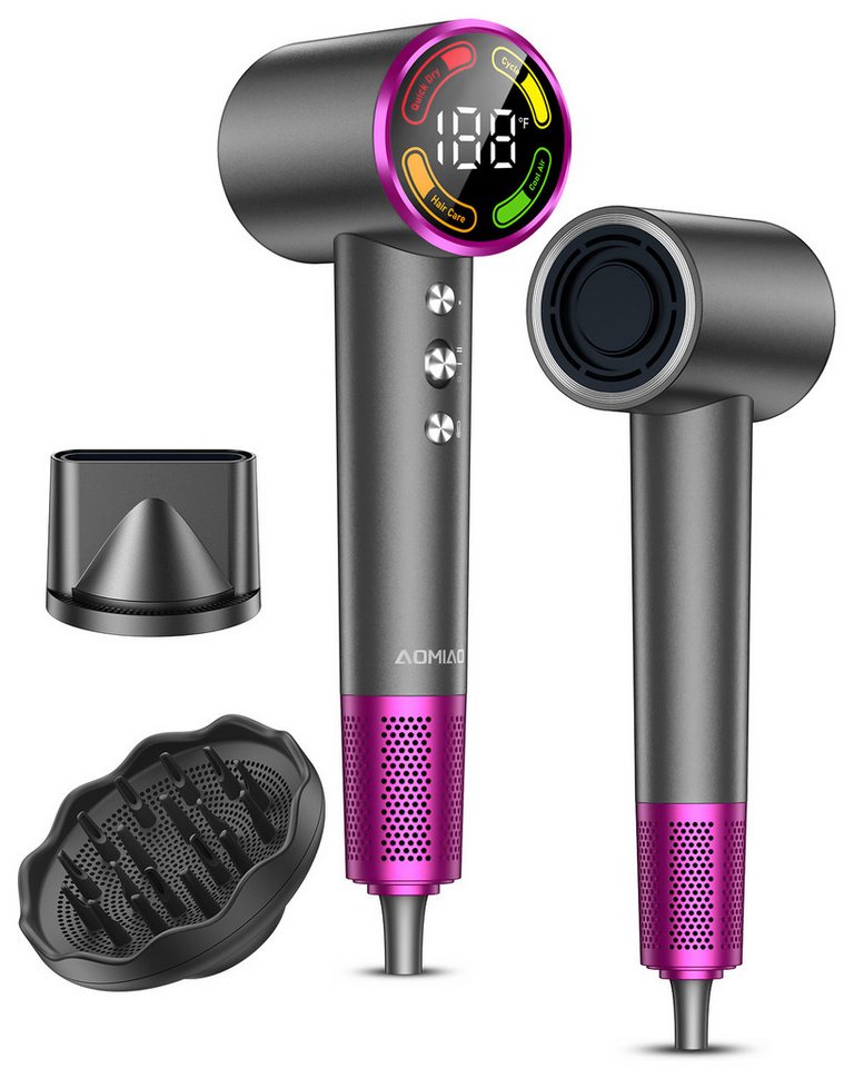 AOMIAO Haartrockner Ionen-Technologie, Föhn mit Diffusor und Konzentrator Düse, 1600 W, Ionenpflege Anti-Frizz, leise & schnelle Trocknung, reisefreundlich