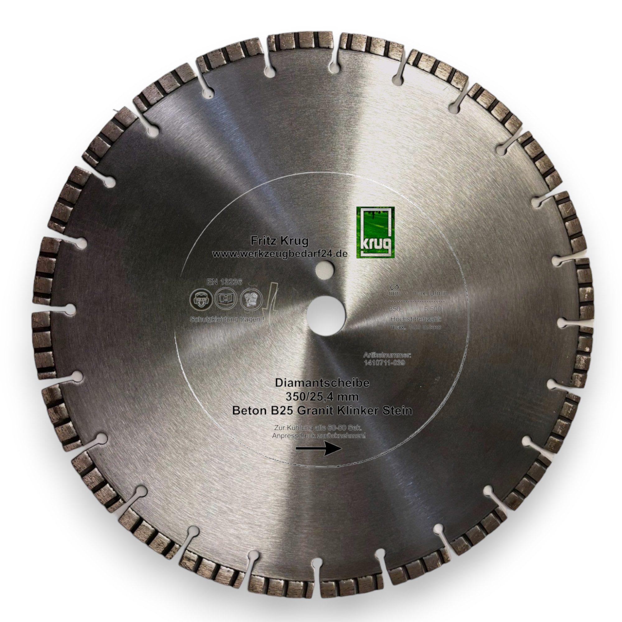 Fritz Krug Trennscheiben Diamantscheibe 350/25,4 mm für Beton Granit Klinker Stein