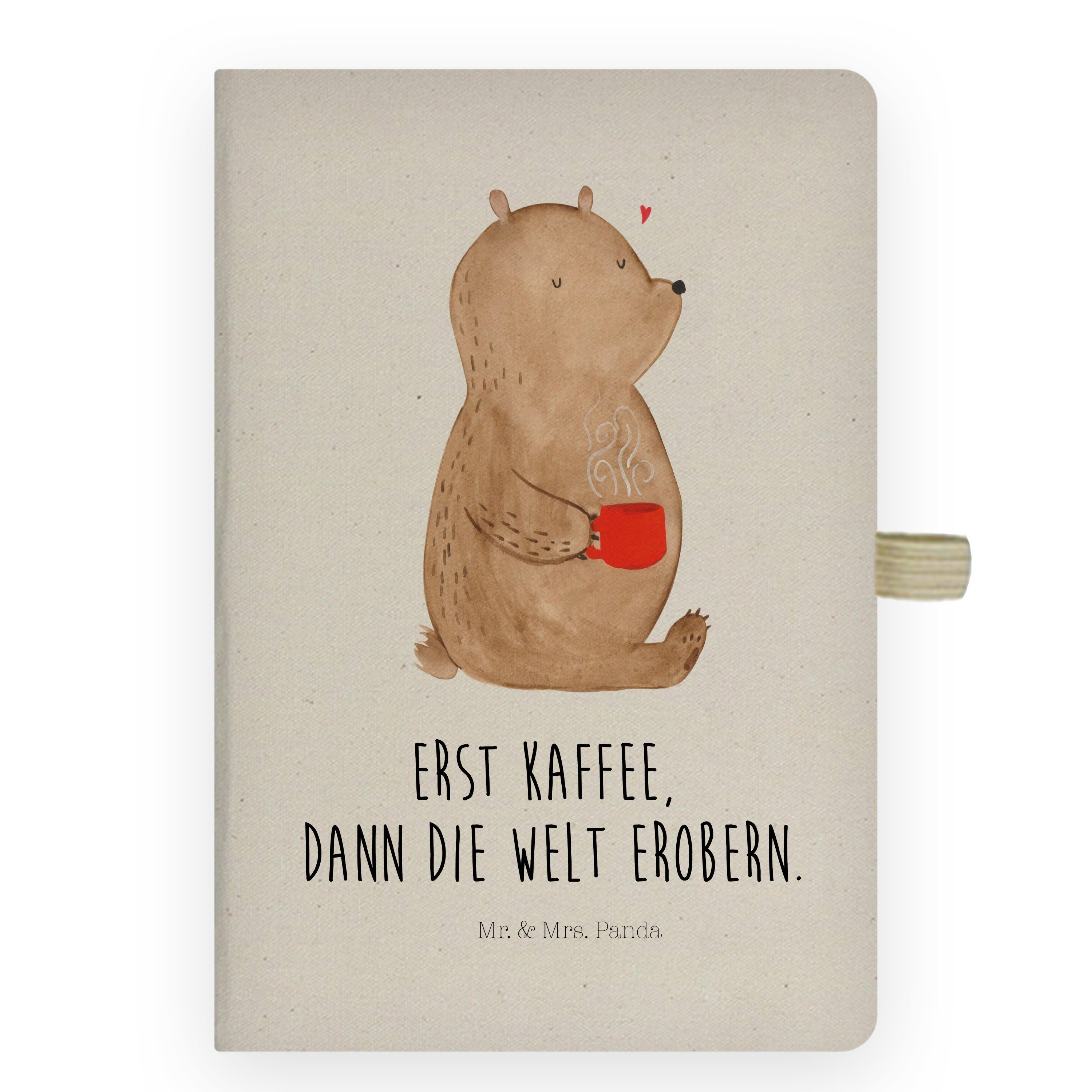 Mr. & Mrs. Panda Notizbuch Bär Kaffee - Transparent - Geschenk, Notizen, Notizblock, Schreibheft Mr. & Mrs. Panda