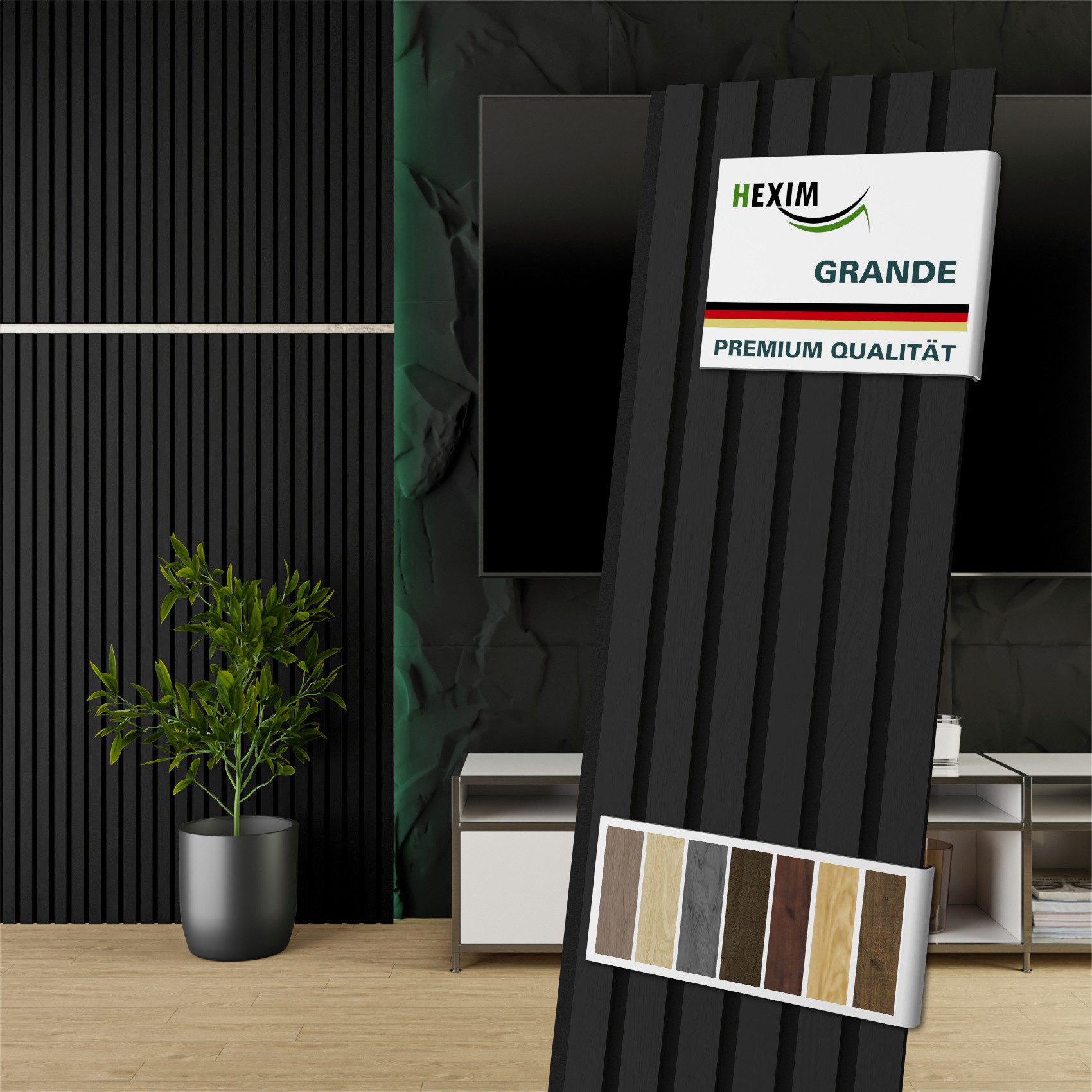 Hexim Wandpaneel, (Akustikpaneele 4 Stück 140x30cm Holz Grande - Holzpaneel günstig online kaufen