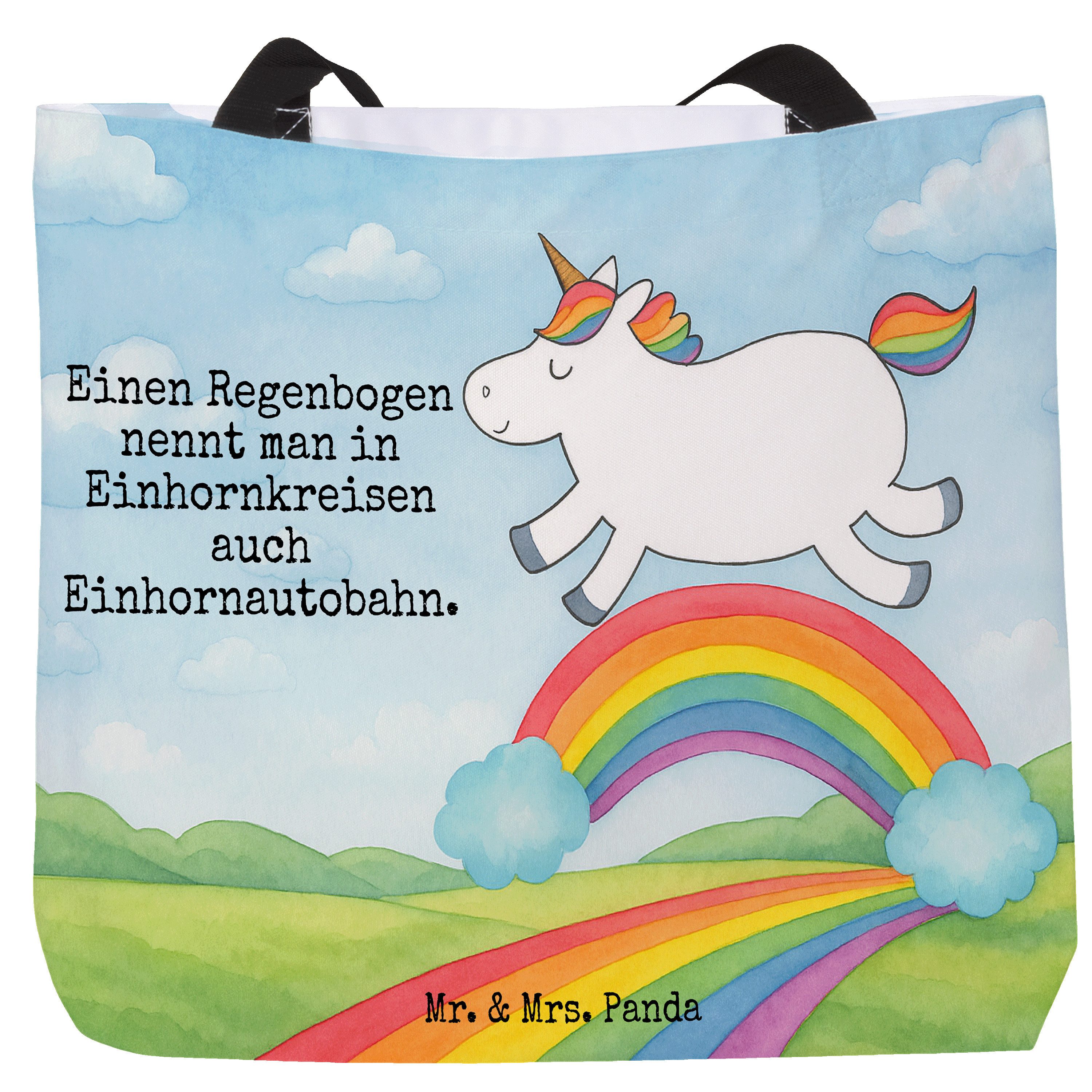 Shopper Einhorn Regenbogen Design, Tote Bag, Weiß, Erwachsenwerden, Unicorn